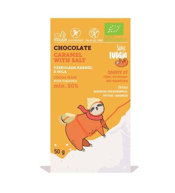 Czekolada karmel z solą BIO 50 g – wegańska czekolada | Super Fudgio