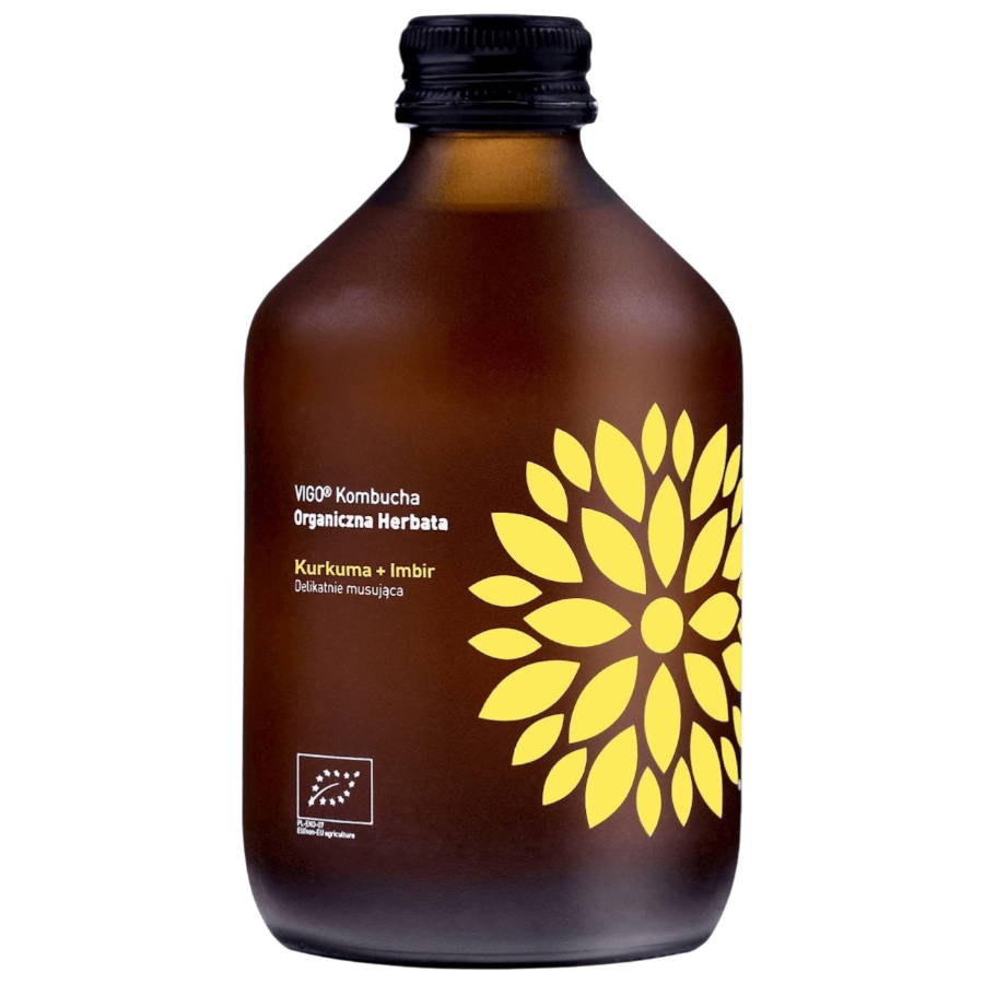 Kombucha BIO kurkuma imbir 330 ml – bezglutenowa