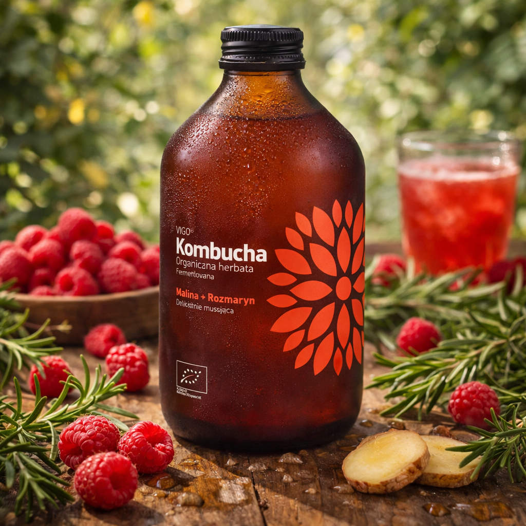 BIO VIGO Kombucha Malina + Rozmaryn napój fermentowany | 330 ml
