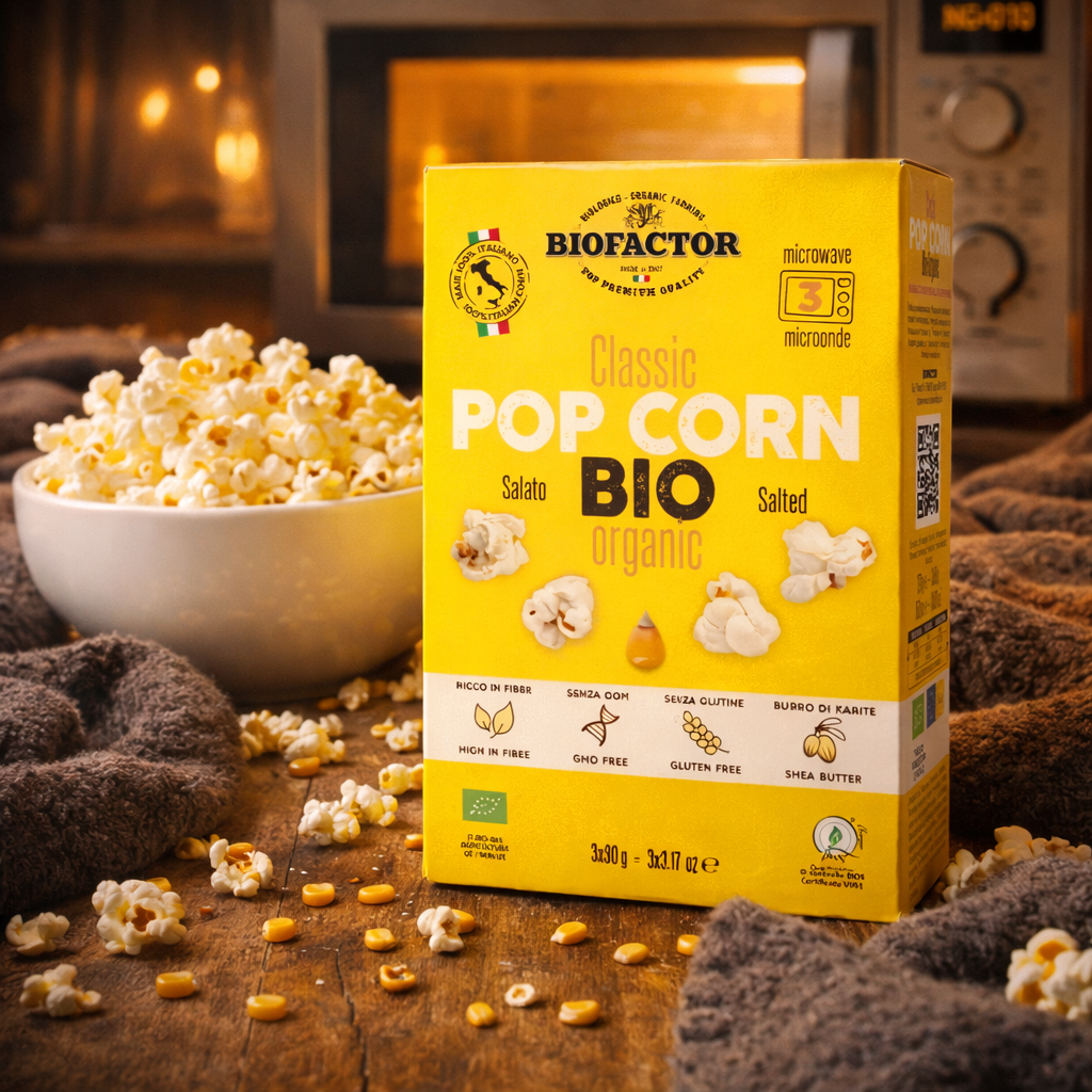 Popcorn BIO do mikrofalówki z solą 3×90 g – bezglutenowy | Biofactor