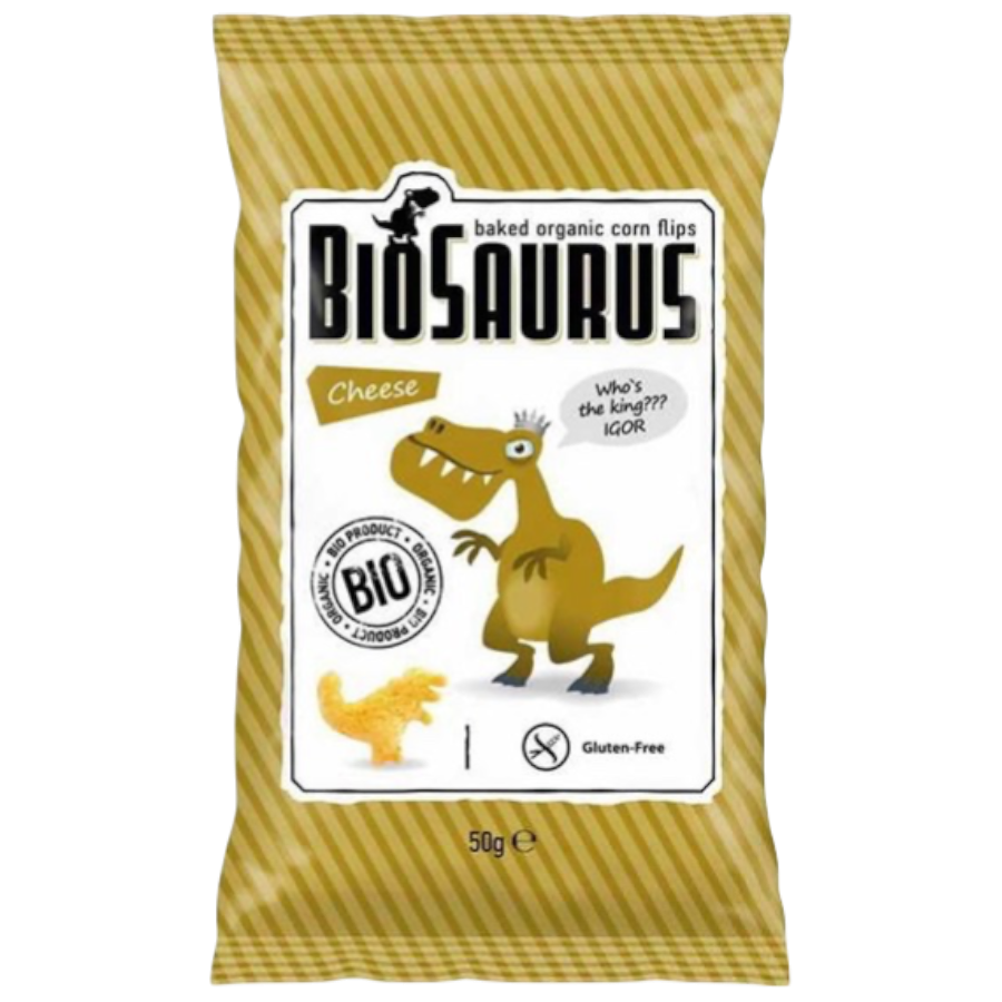 Chrupki kukurydziane Dinozaury serowe BIO 50 g – bezglutenowe | Biosaurus