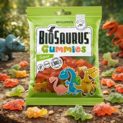 Żelki kwaśne BIO 80 g – bezglutenowe, wegańskie | Biosaurus