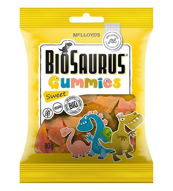 Żelki słodkie BIO 80 g – bezglutenowe, wegańskie | Biosaurus