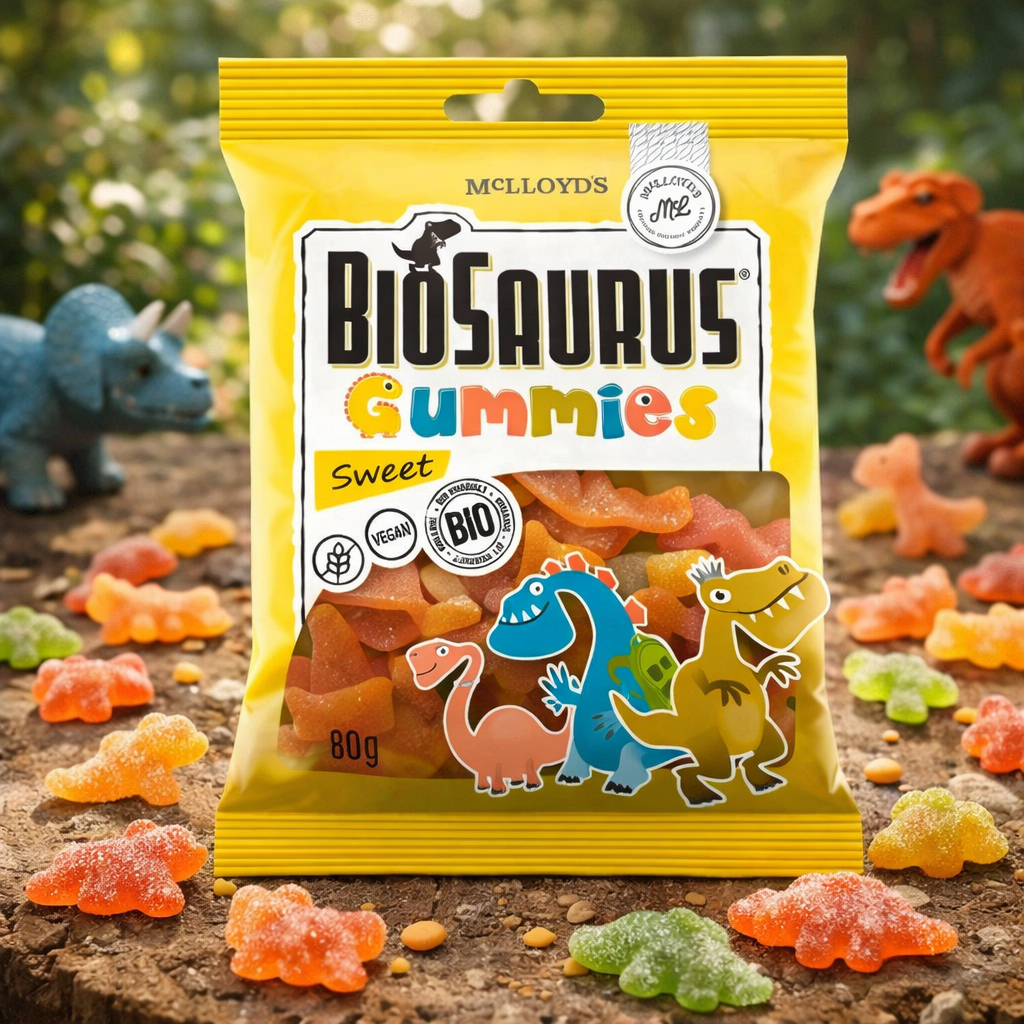Żelki słodkie BIO 80 g – bezglutenowe, wegańskie | Biosaurus