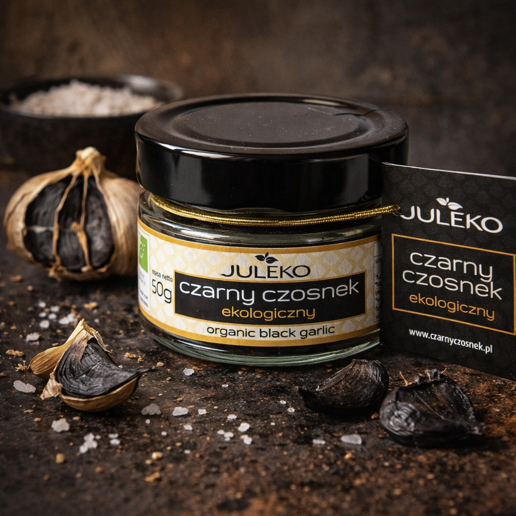 Czarny czosnek BIO 50 g – fermentowany czosnek ekologiczny | Juleko