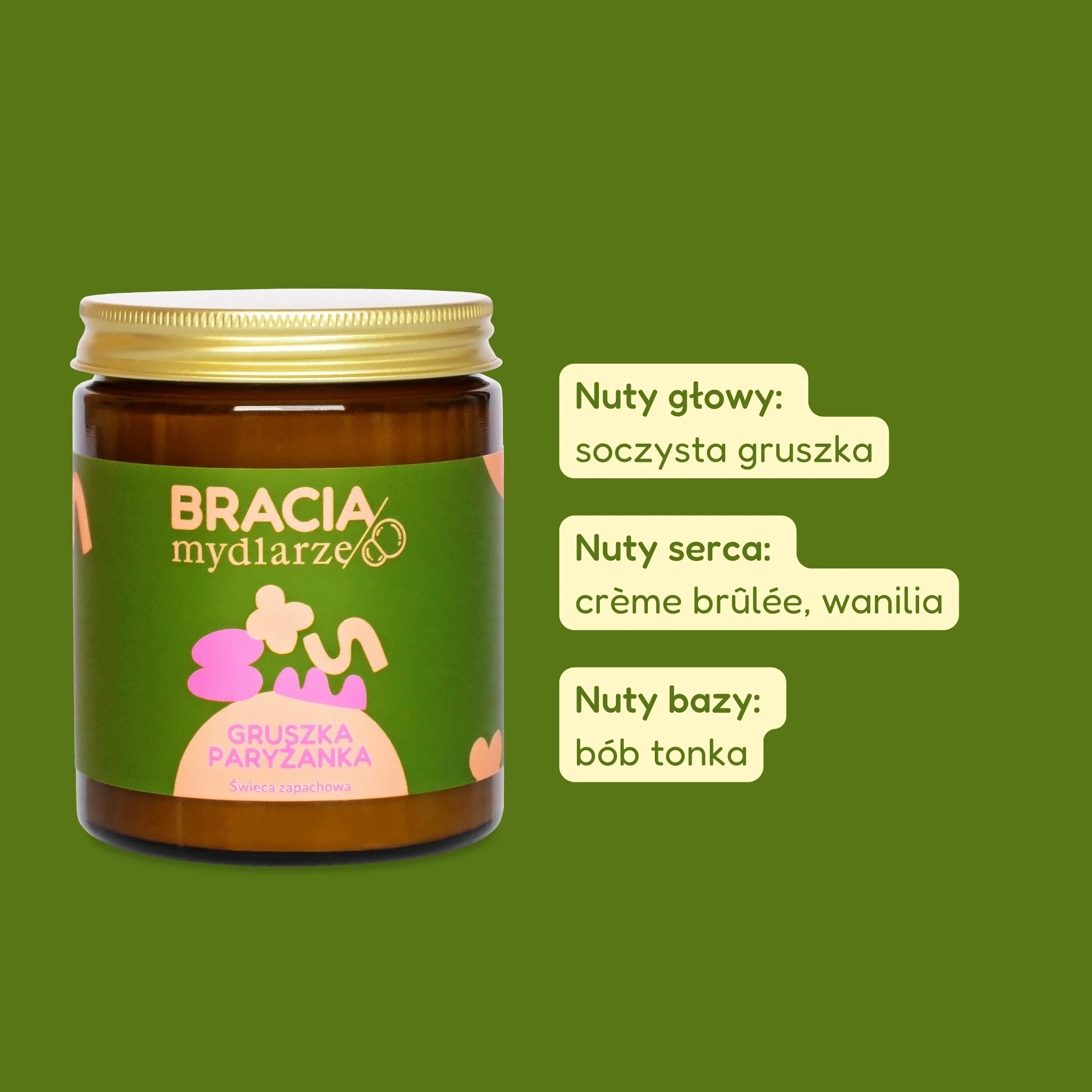Świeca sojowa Gruszka paryżanka 180 ml | Bracia Mydlarze