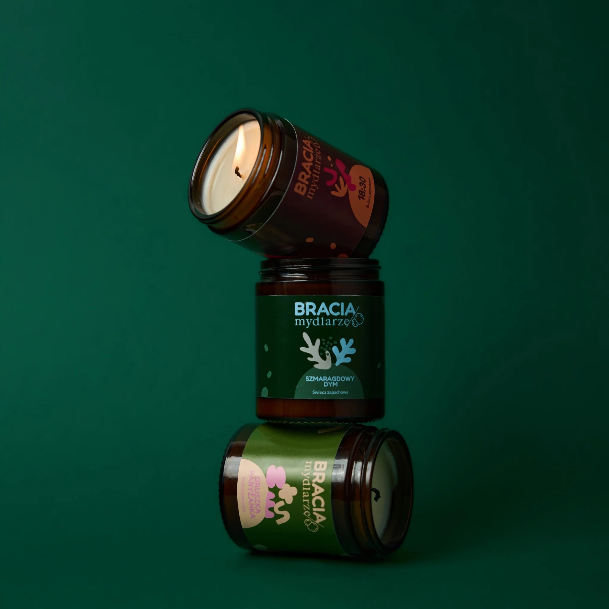 Świeca sojowa Szmaragdowy dym 180 ml | Bracia Mydlarze