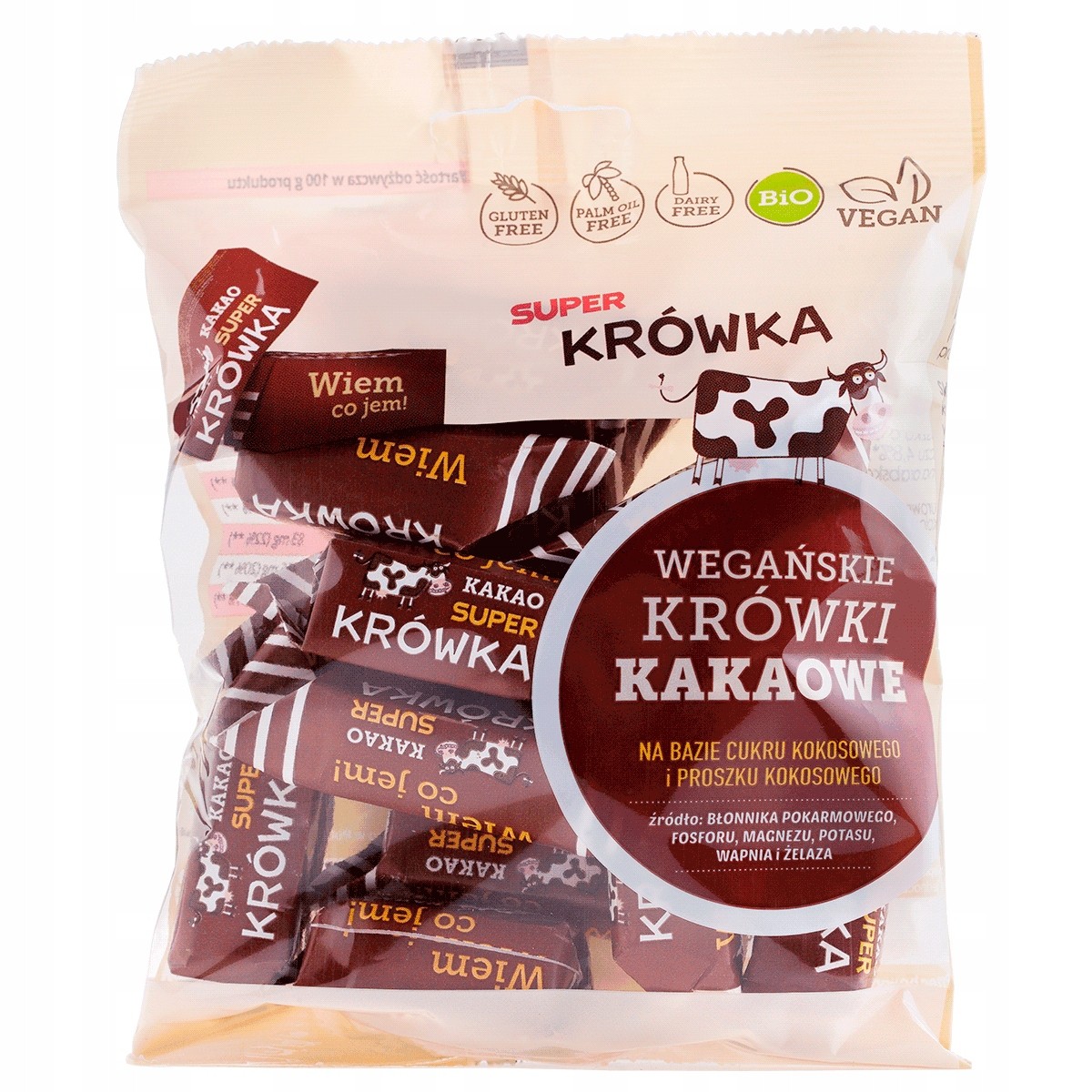 Krówki bezmleczne kakaowe BIO 150 g | Super Fudgio