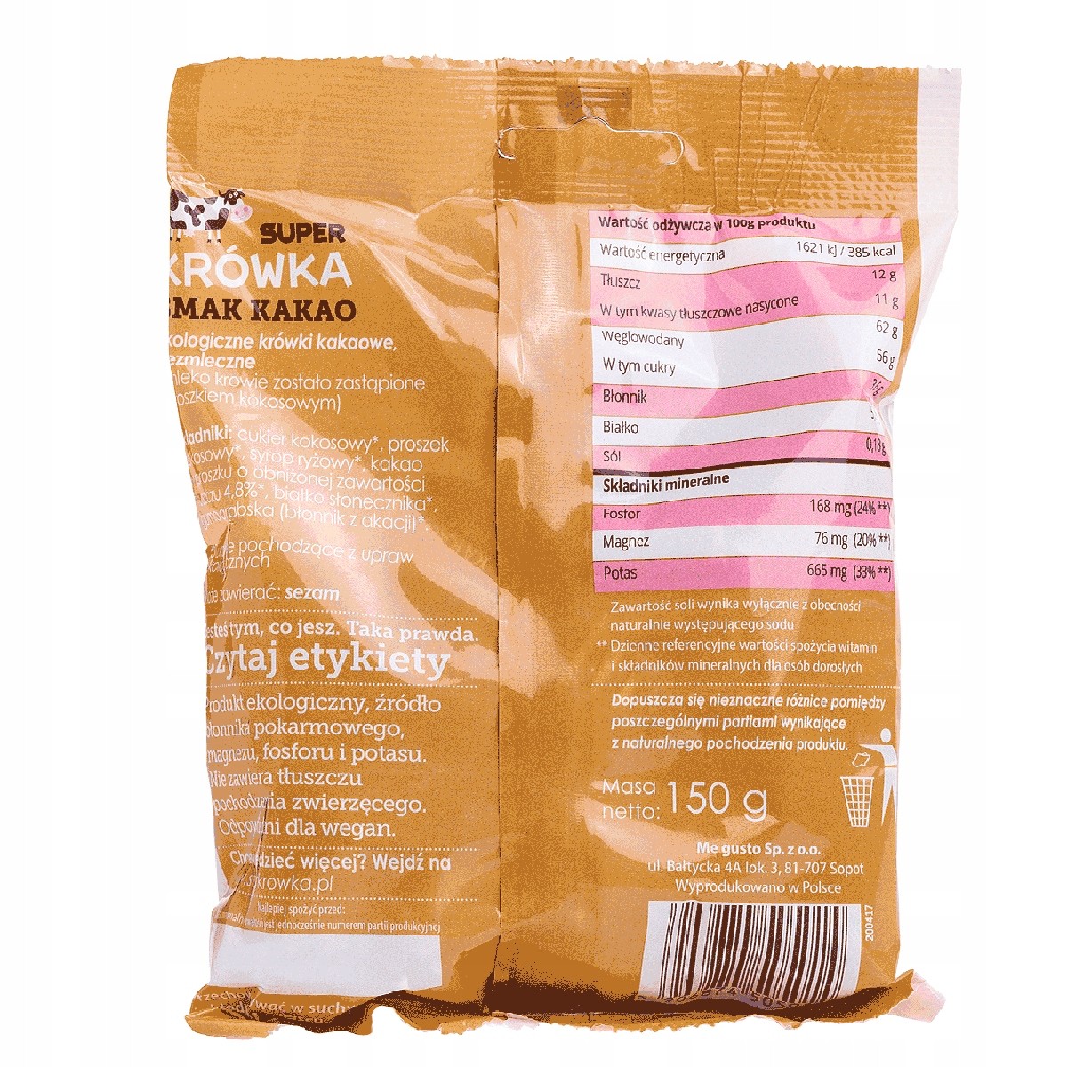 Krówki bezmleczne kakaowe BIO 150 g | Super Fudgio