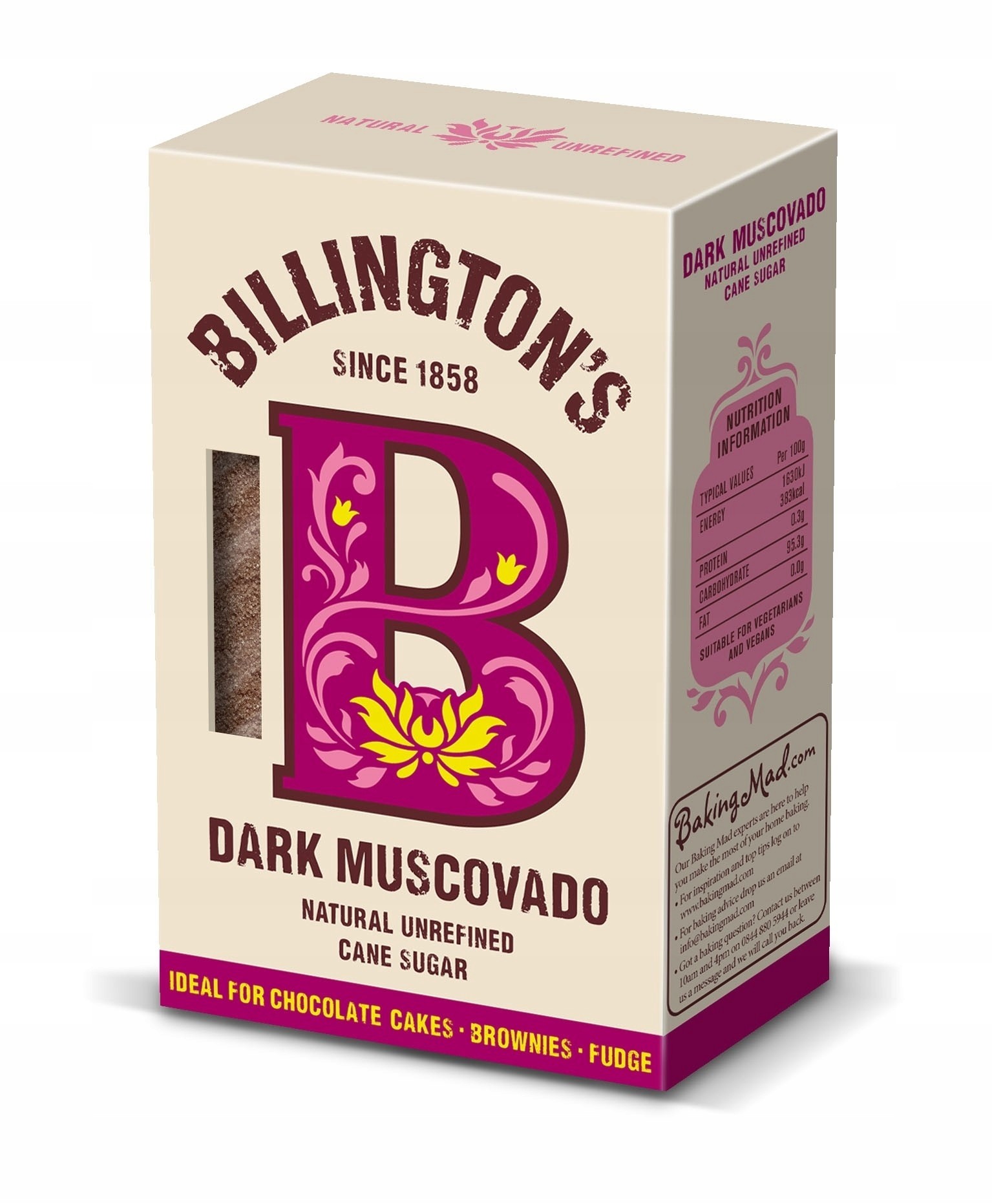 Ciemny cukier trzcinowy Muscovado 500 g | Billington’s