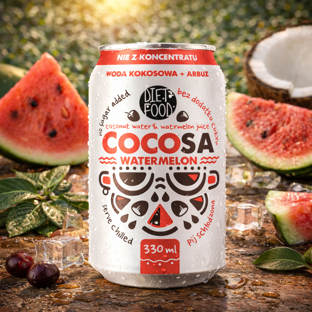 Woda kokosowa z sokiem z arbuza NFC 330 ml | Cocosa