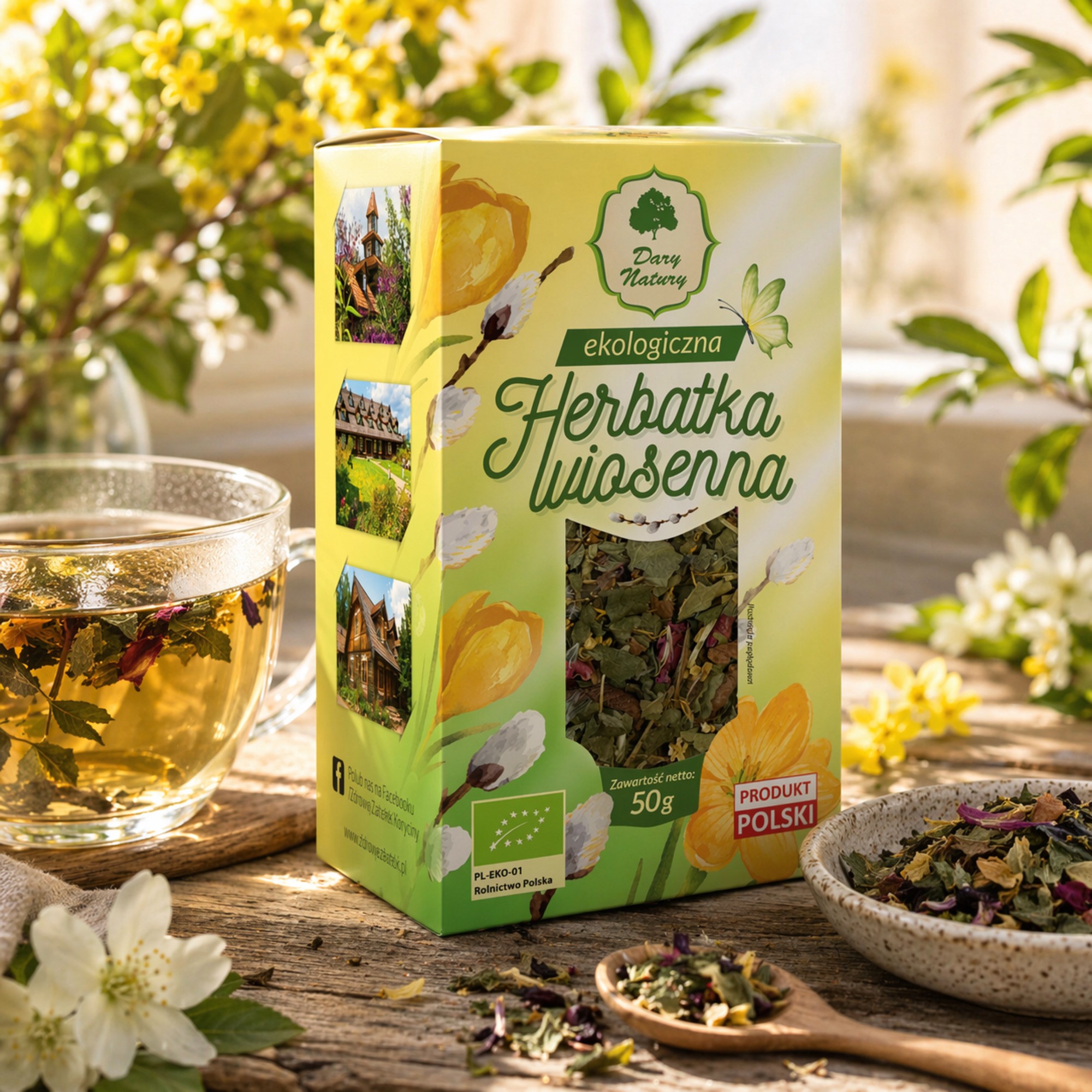 Herbatka wiosenna EKO 50 g – ziołowa mieszanka | Dary Natury