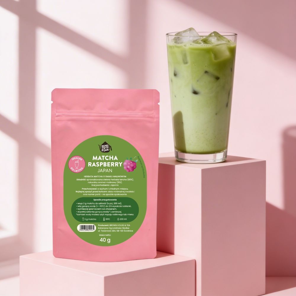 Matcha Raspberry Japan 40 g – matcha o smaku malinowym | Brown House & Tea