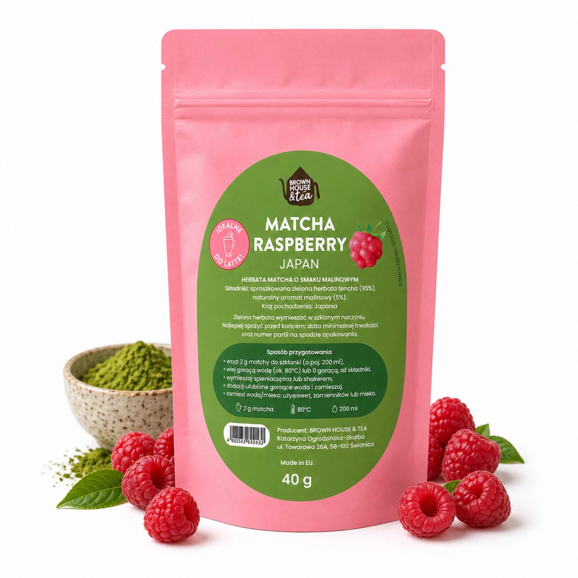 Matcha Raspberry Japan 40 g – matcha o smaku malinowym | Brown House & Tea