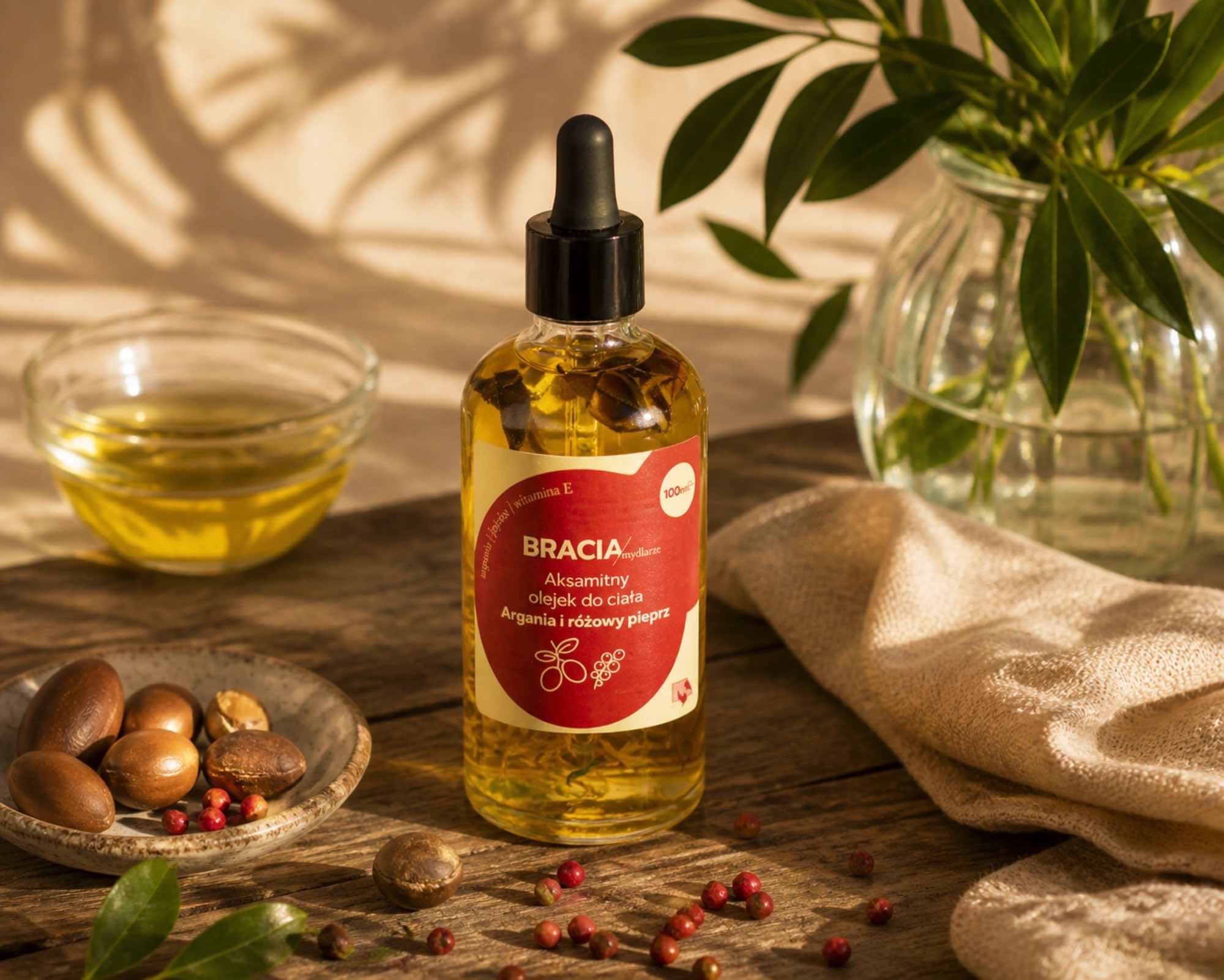 Argania i Różowy Pieprz – olejek do ciała 100 ml | nawilżający i wygładzający | Bracia Mydlarze