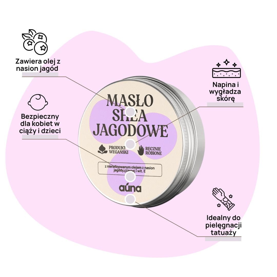 Masło shea jagodowe 60 ml | do ciała i twarzy | z olejem jagodowym | Auna