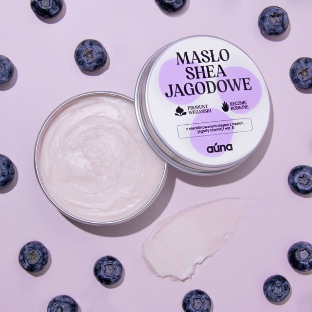 Masło shea jagodowe 60 ml | do ciała i twarzy | z olejem jagodowym | Auna