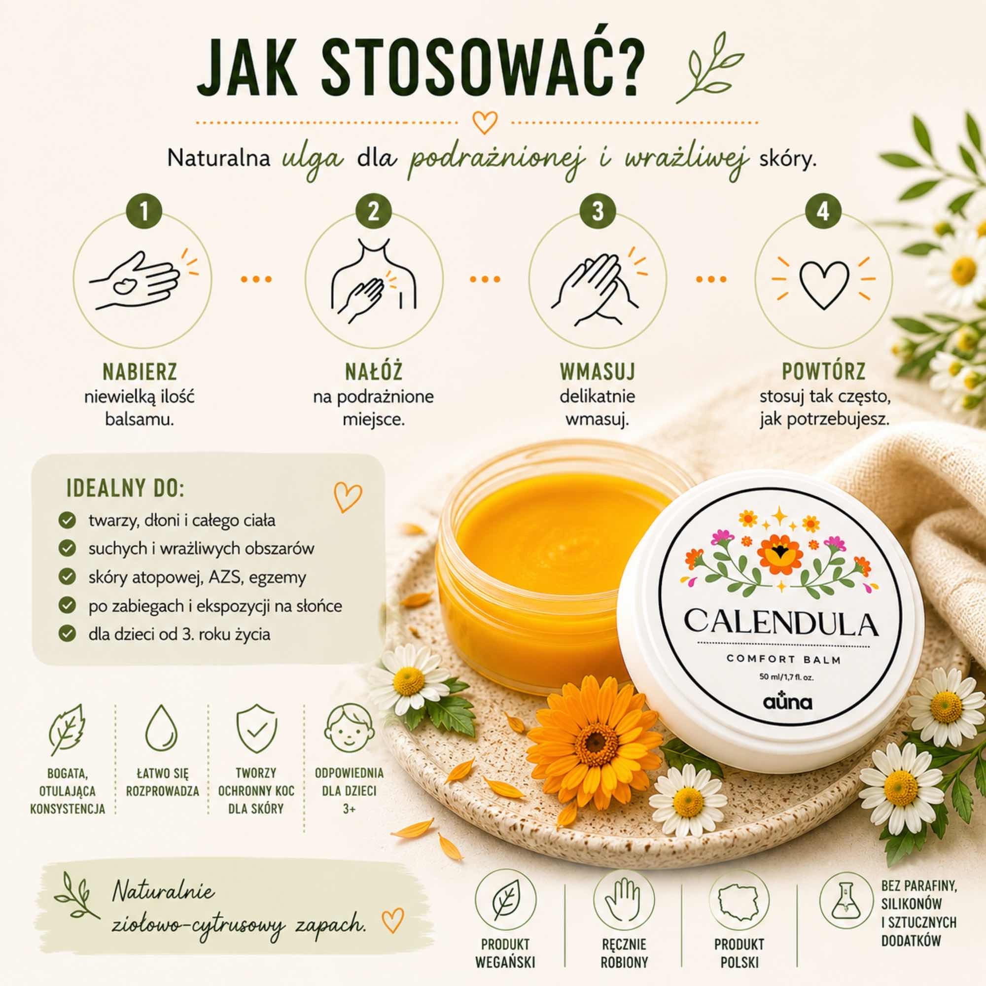 Calendula Comfort Balm – balsam z nagietkiem do skóry podrażnionej 50 ml | Auna