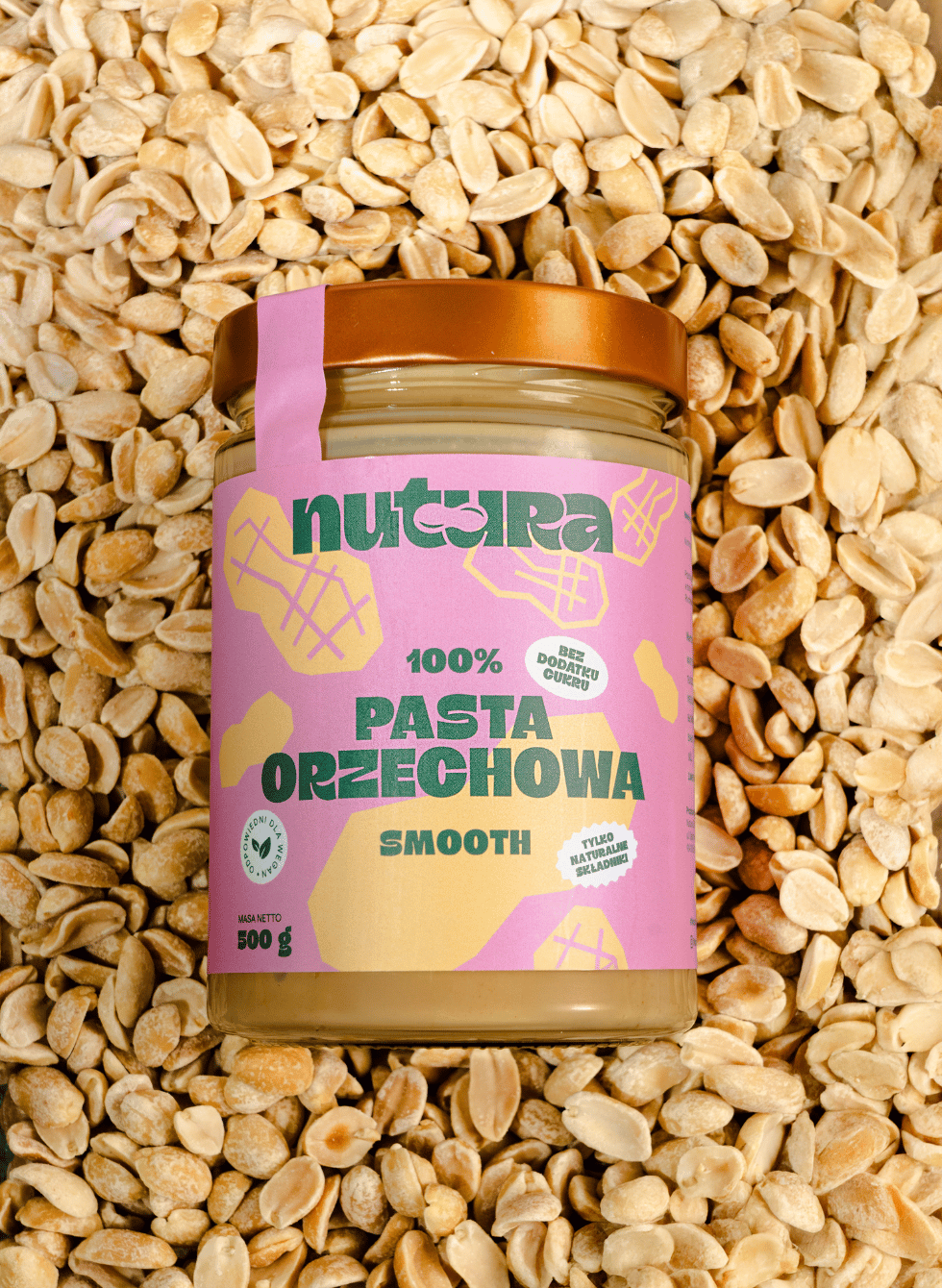 Pasta orzechowa smooth 500 g | 100% prażone orzeszki ziemne | Nutura