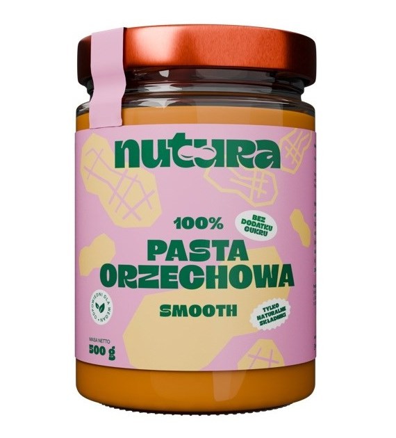 Pasta orzechowa smooth 500 g | 100% prażone orzeszki ziemne | Nutura