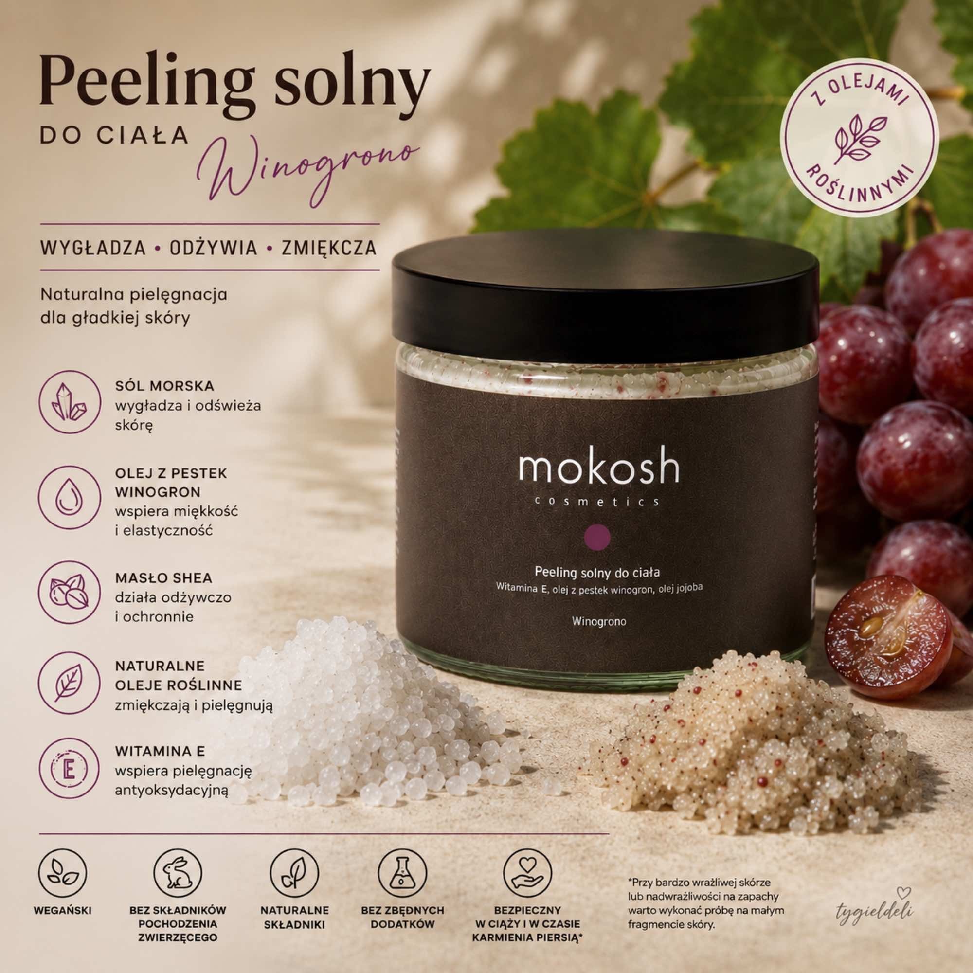 Peeling solny do ciała Winogrono | 180 ml | Mokosh