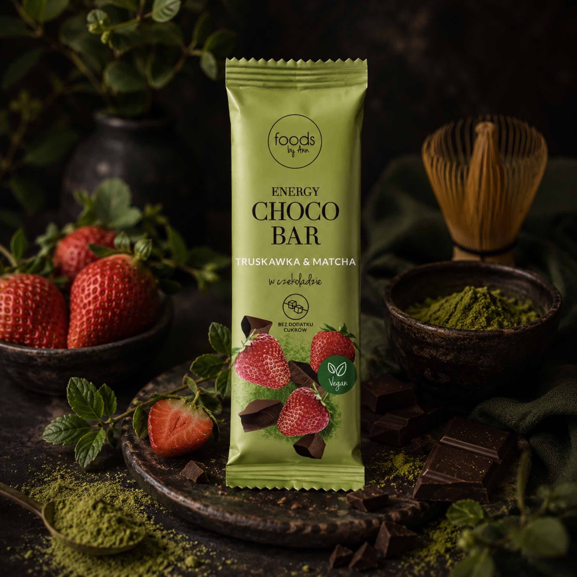 Energy Choco Bar Matcha i Truskawka | 35 g | Foods by Ann