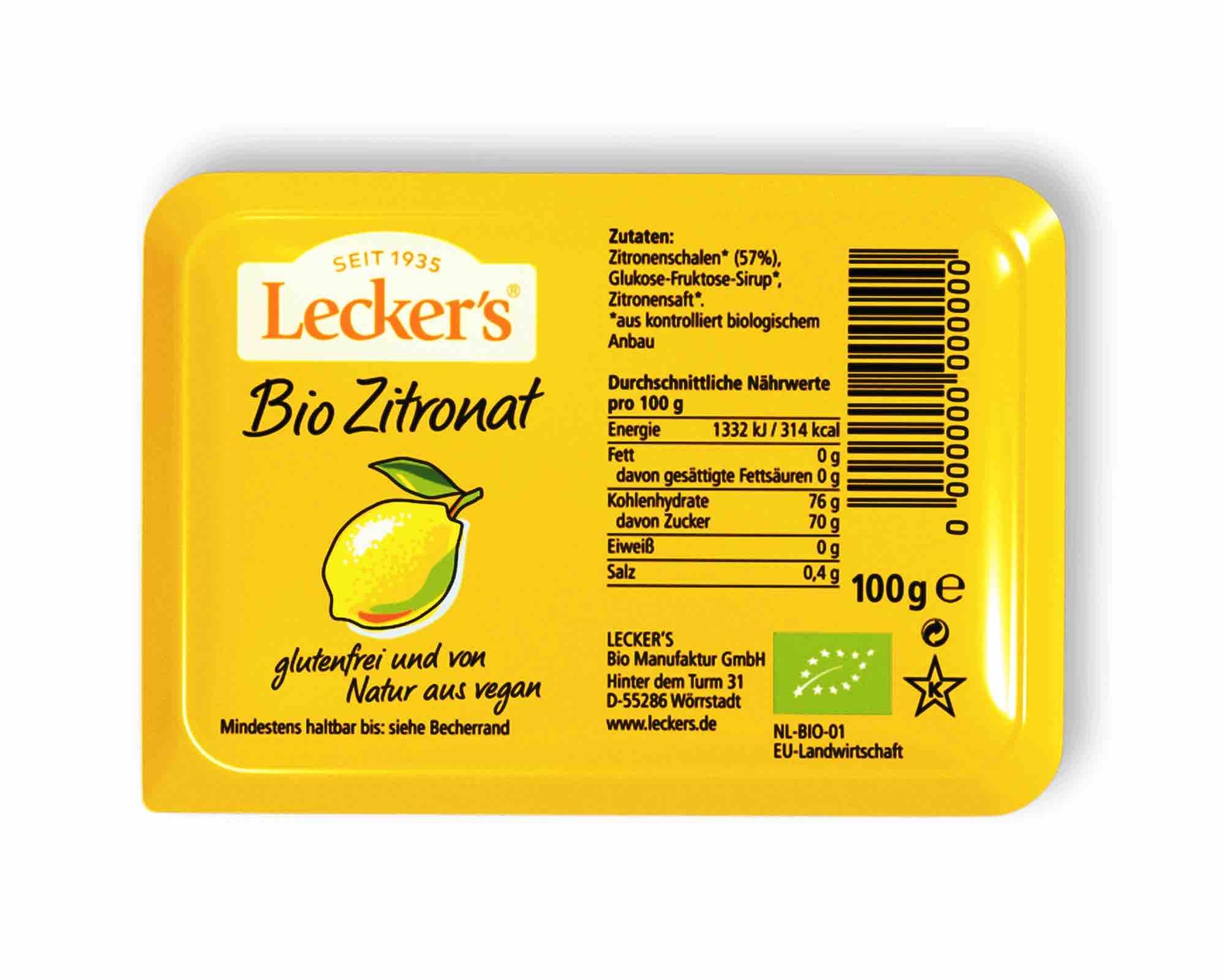 Skórka cytrynowa kandyzowana BIO 100 g Lecker’s