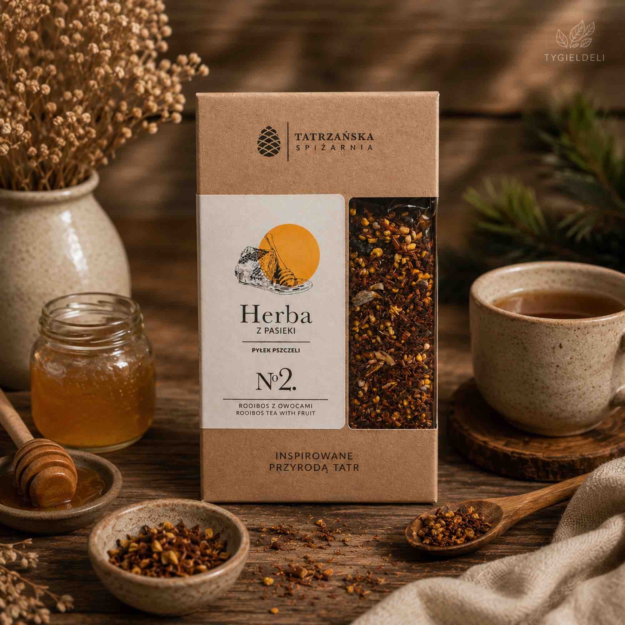 Herbata z pasieki Nº2 – rooibos z pyłkiem pszczelim i owocami | 100g | Tatrzańska Spiżarnia