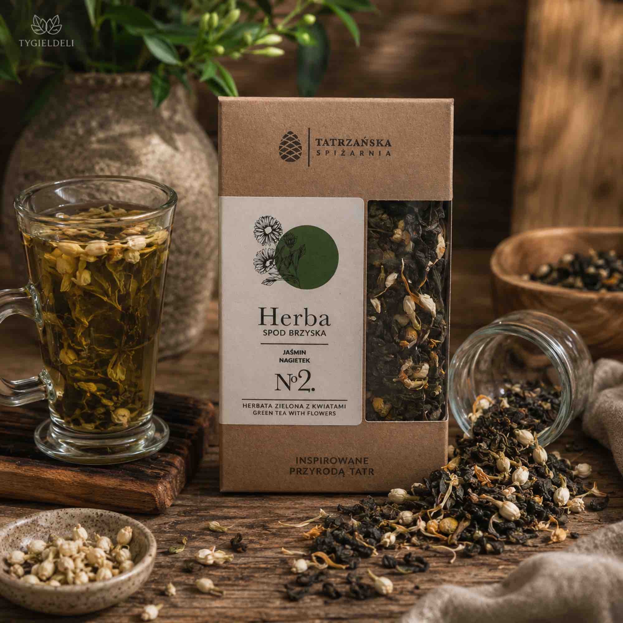 Zielona herbata z jaśminem i rumiankiem | 100 g | Tatrzańska Spiżarnia