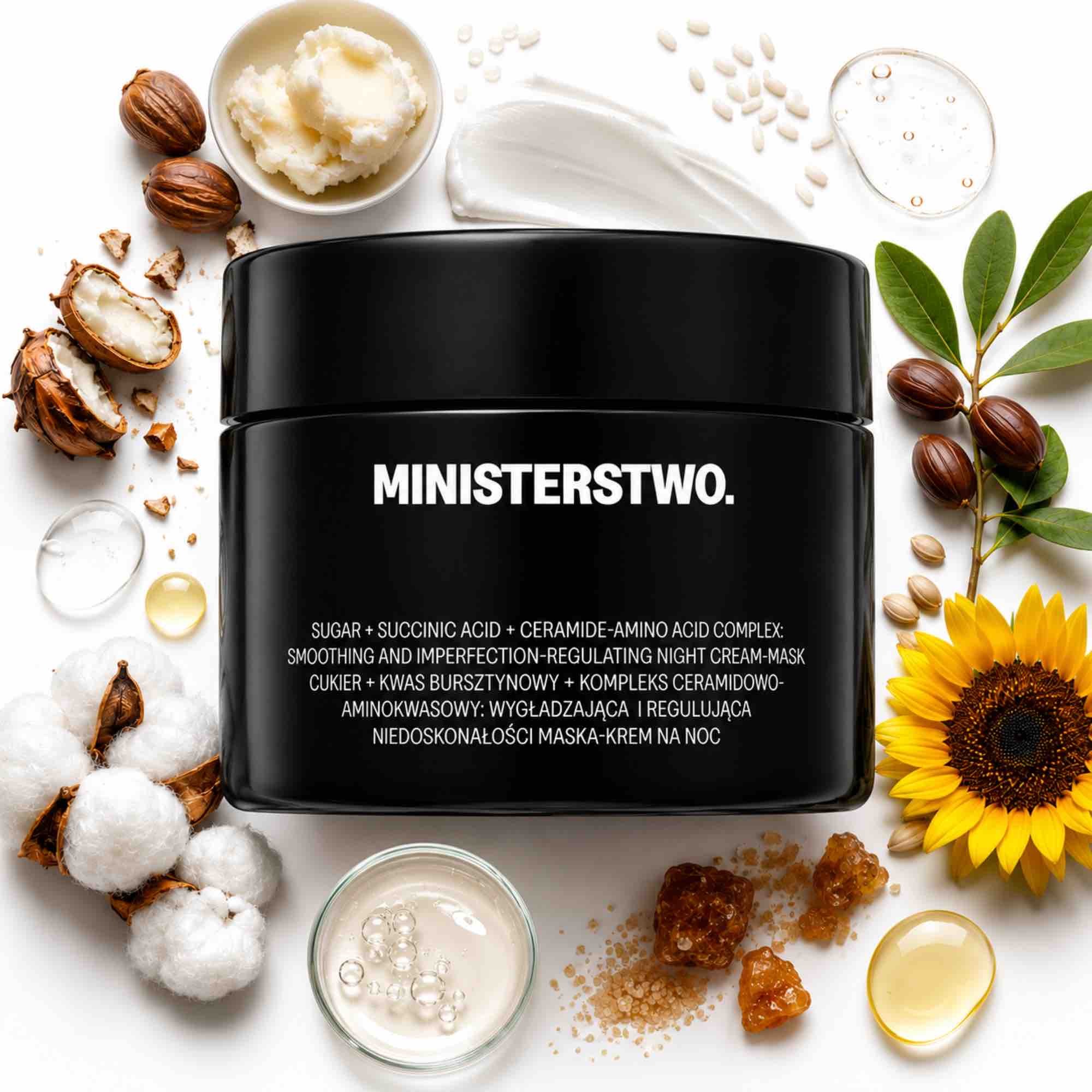 Cukier + kwas bursztynowy – maska-krem na noc | 50 ml | Ministerstwo Dobrego Mydła