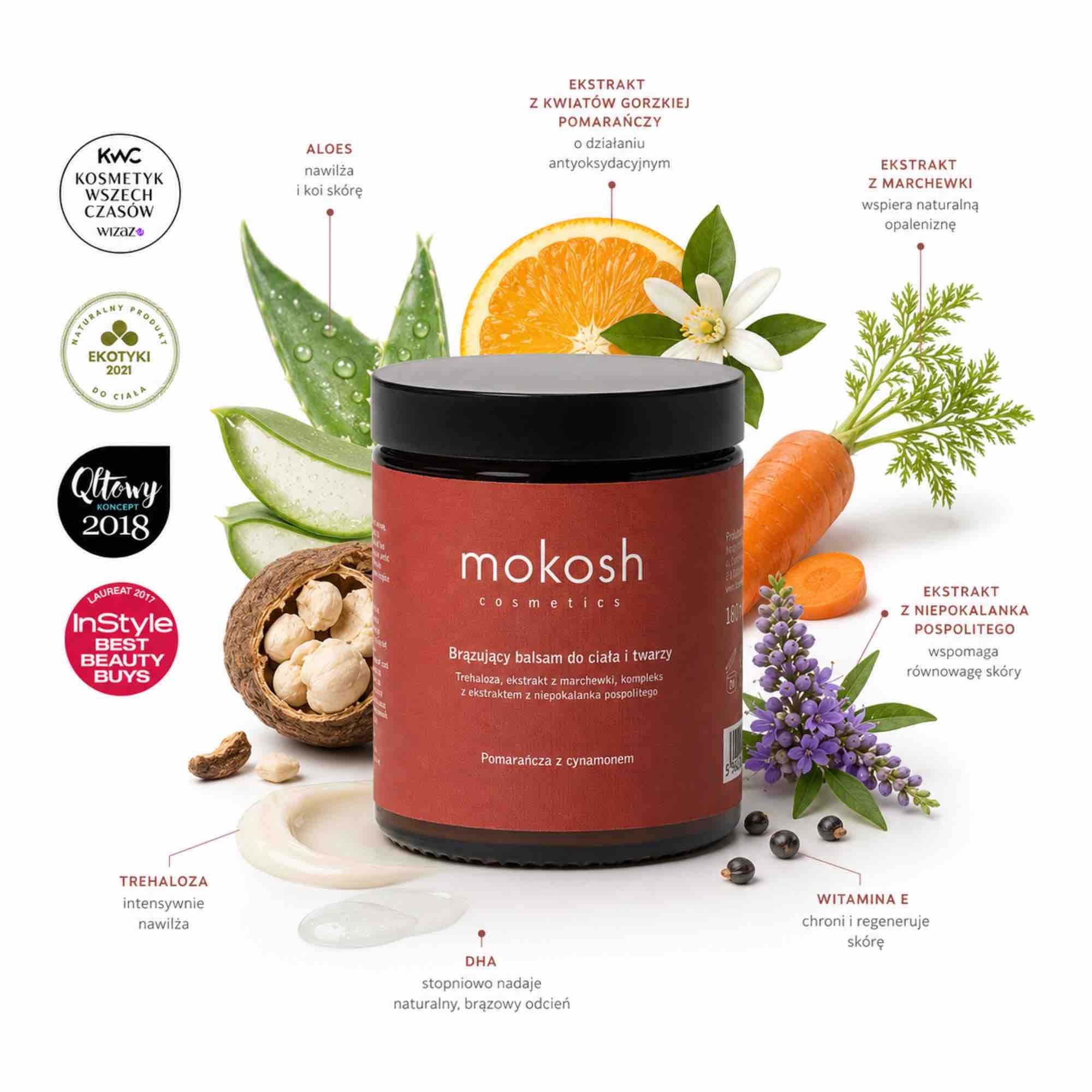 Brązujący balsam do ciała i twarzy Pomarańcza z cynamonem | 180 ml | Mokosh