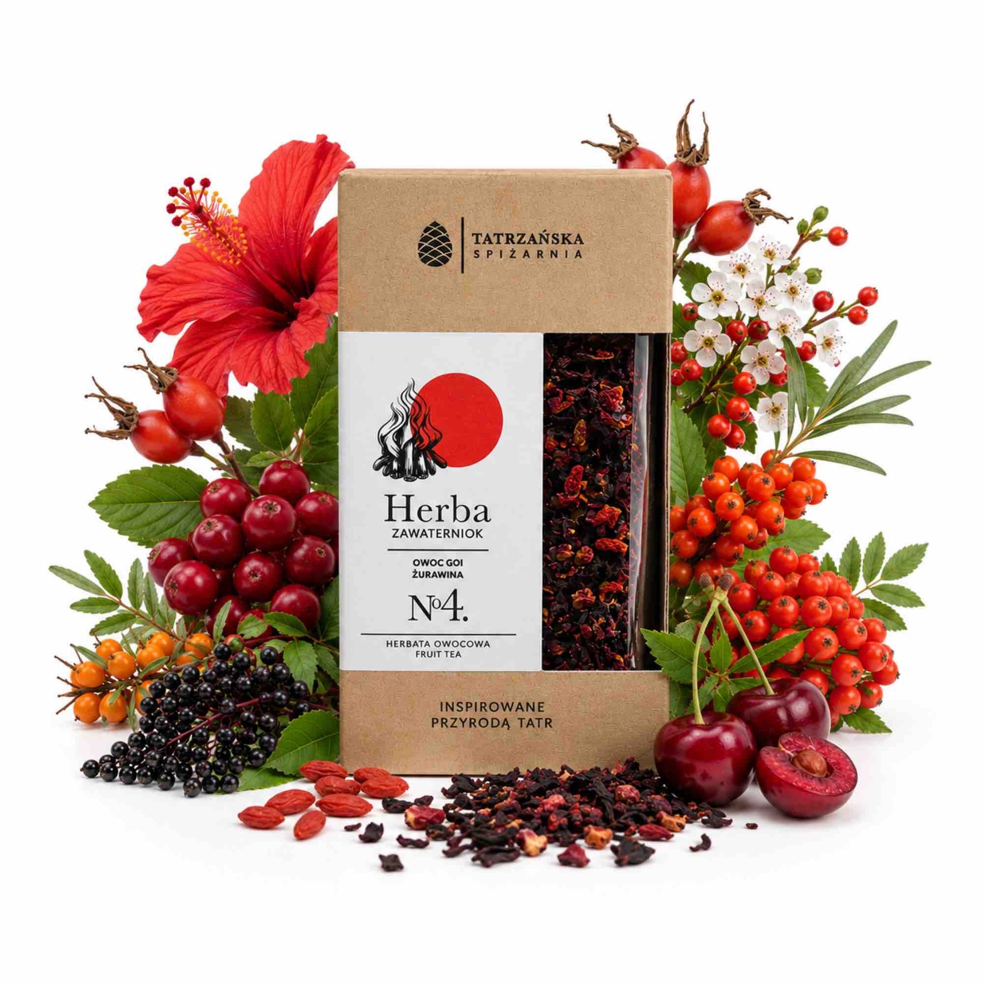 Herbata ZAWATERNIOK | owocowa z goji i hibiskusem | 100 g | Tatrzańska Spiżarnia