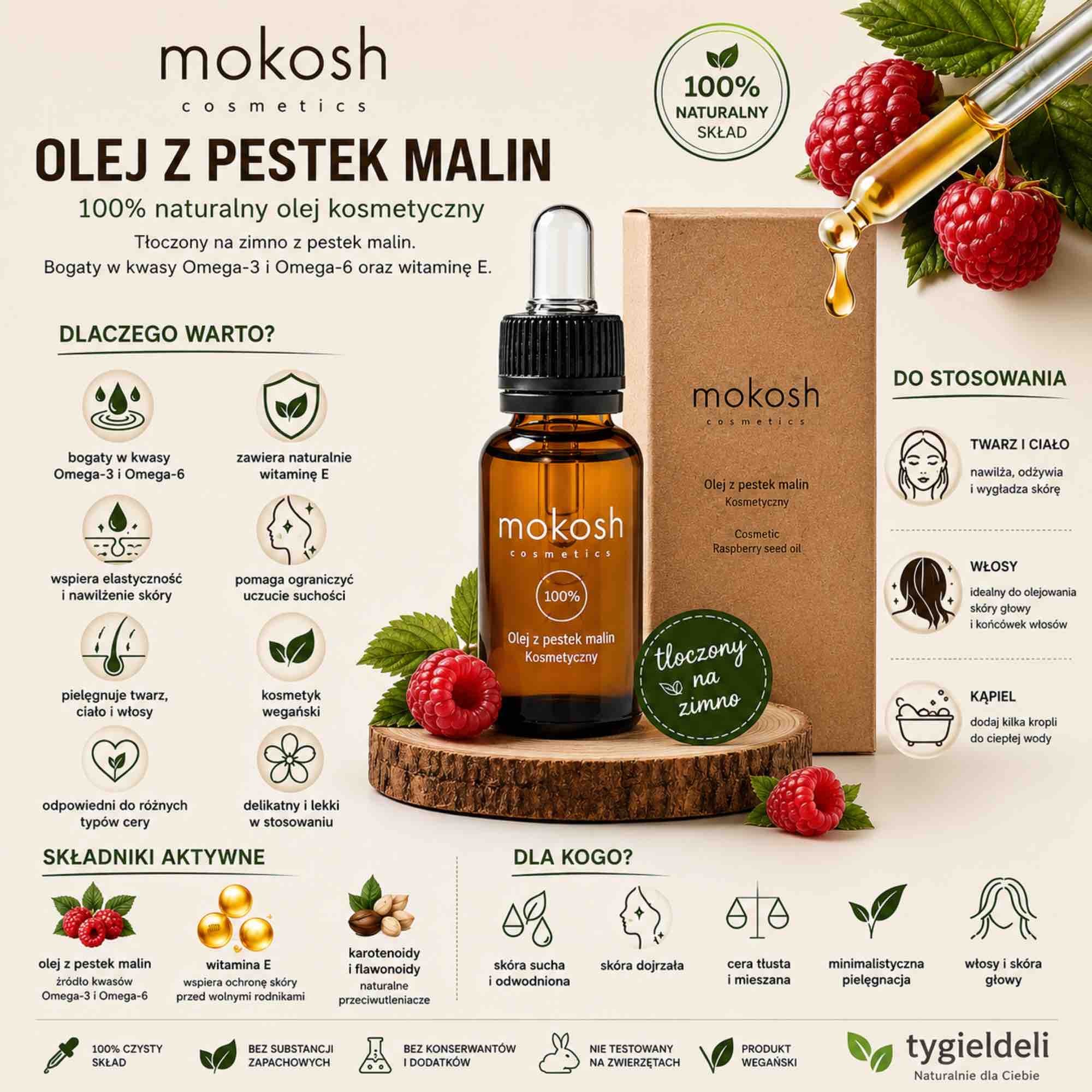 Olej z pestek malin | 12 ml | Mokosh