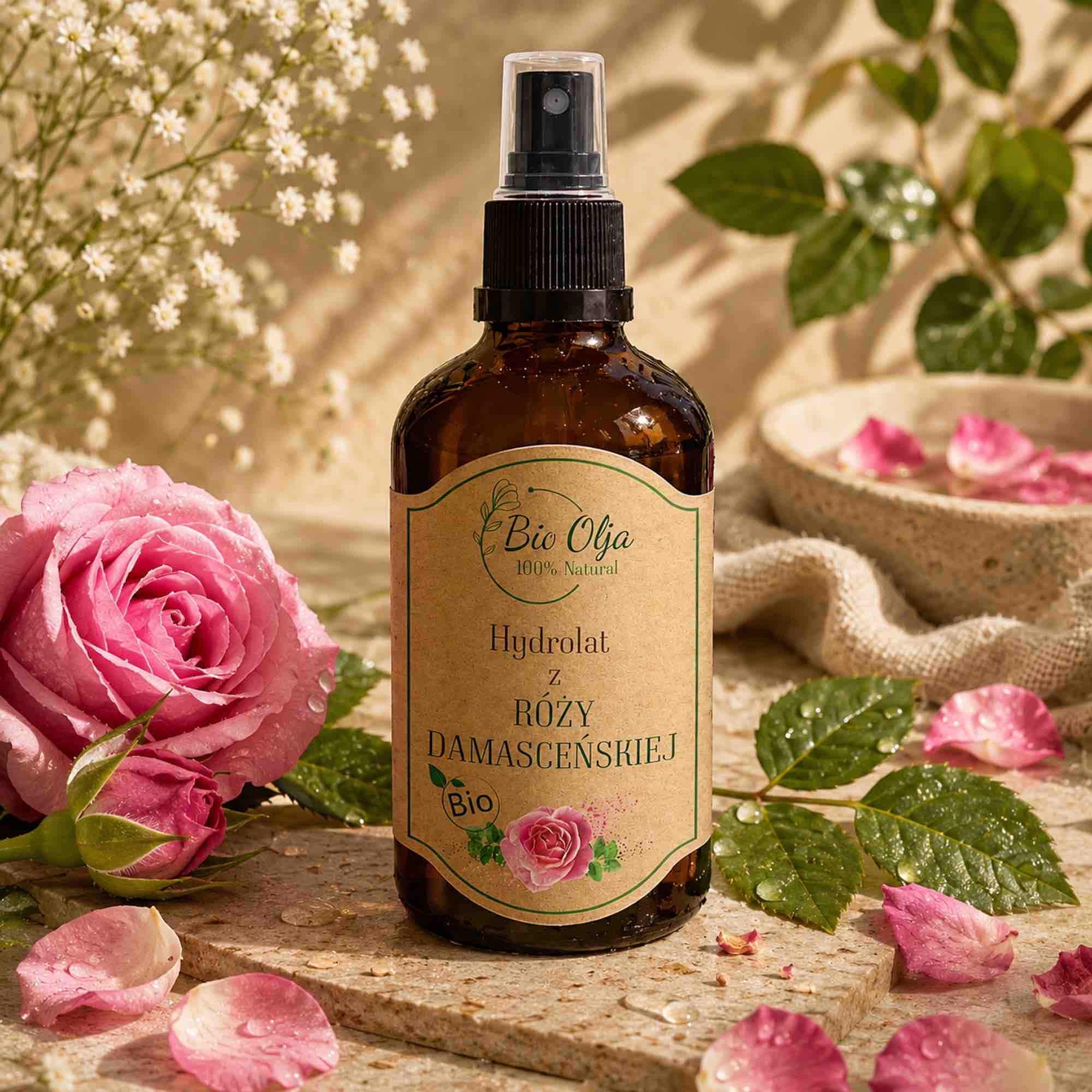 Hydrolat z róży damasceńskiej BIO 100 ml | cera wrażliwa i naczynkowa | BioOlja