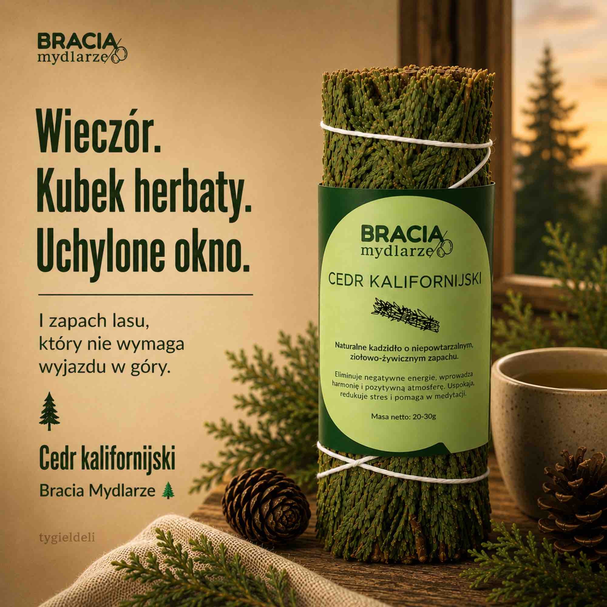 Cedr kalifornijski | naturalne kadzidło | Bracia Mydlarze