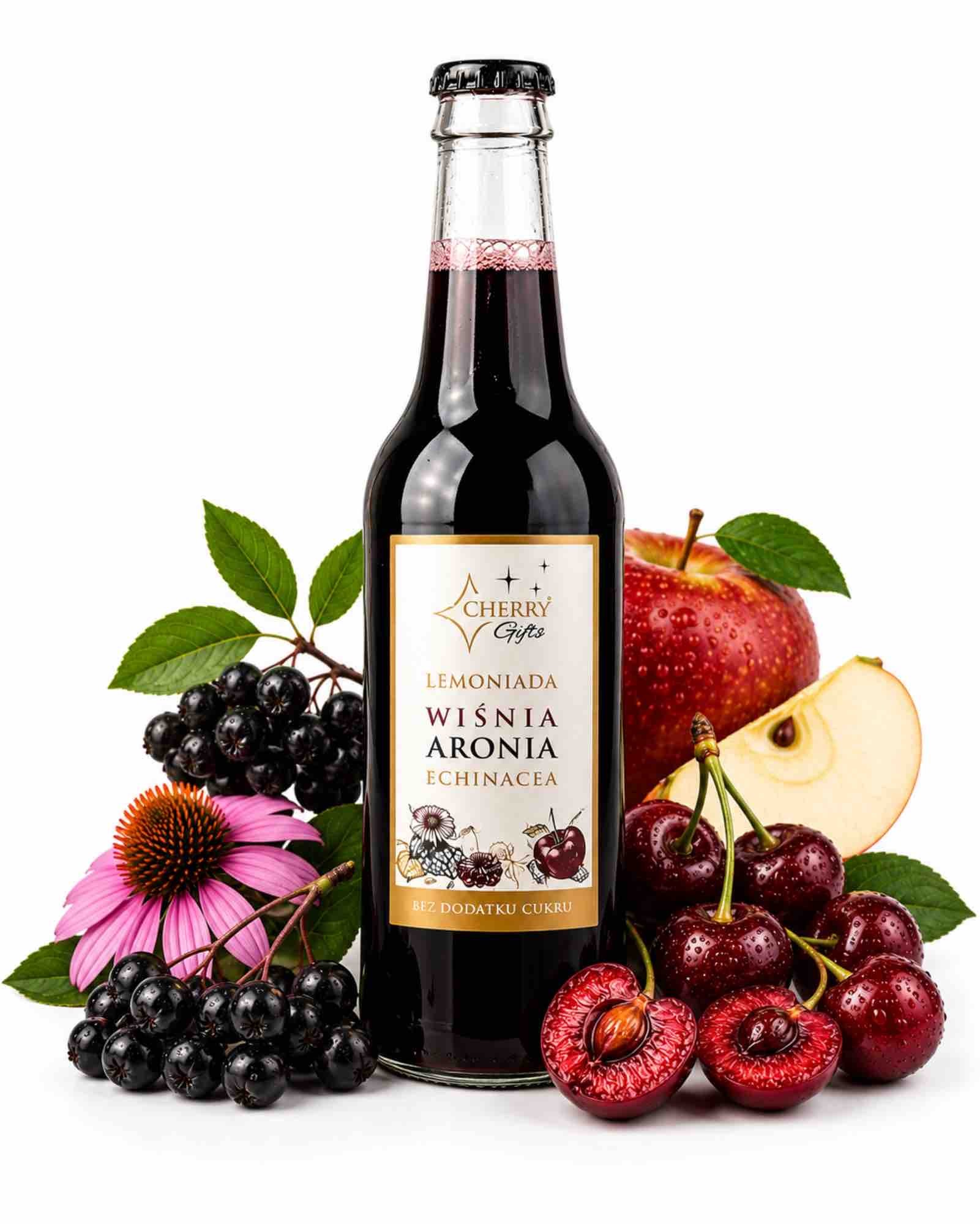 Lemoniada wiśnia-aronia-echinacea bez dodatku cukru | 275 ml | Cherry Gifts