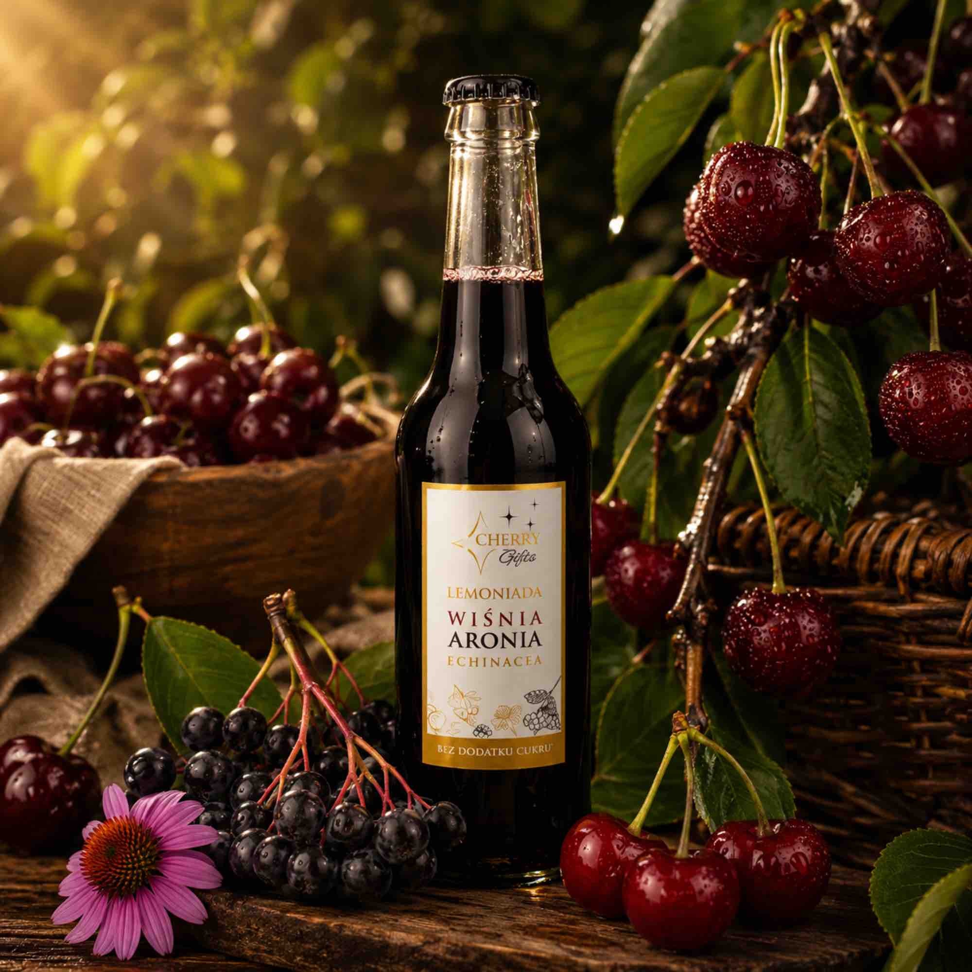 Lemoniada wiśnia-aronia-echinacea bez dodatku cukru | 275 ml | Cherry Gifts