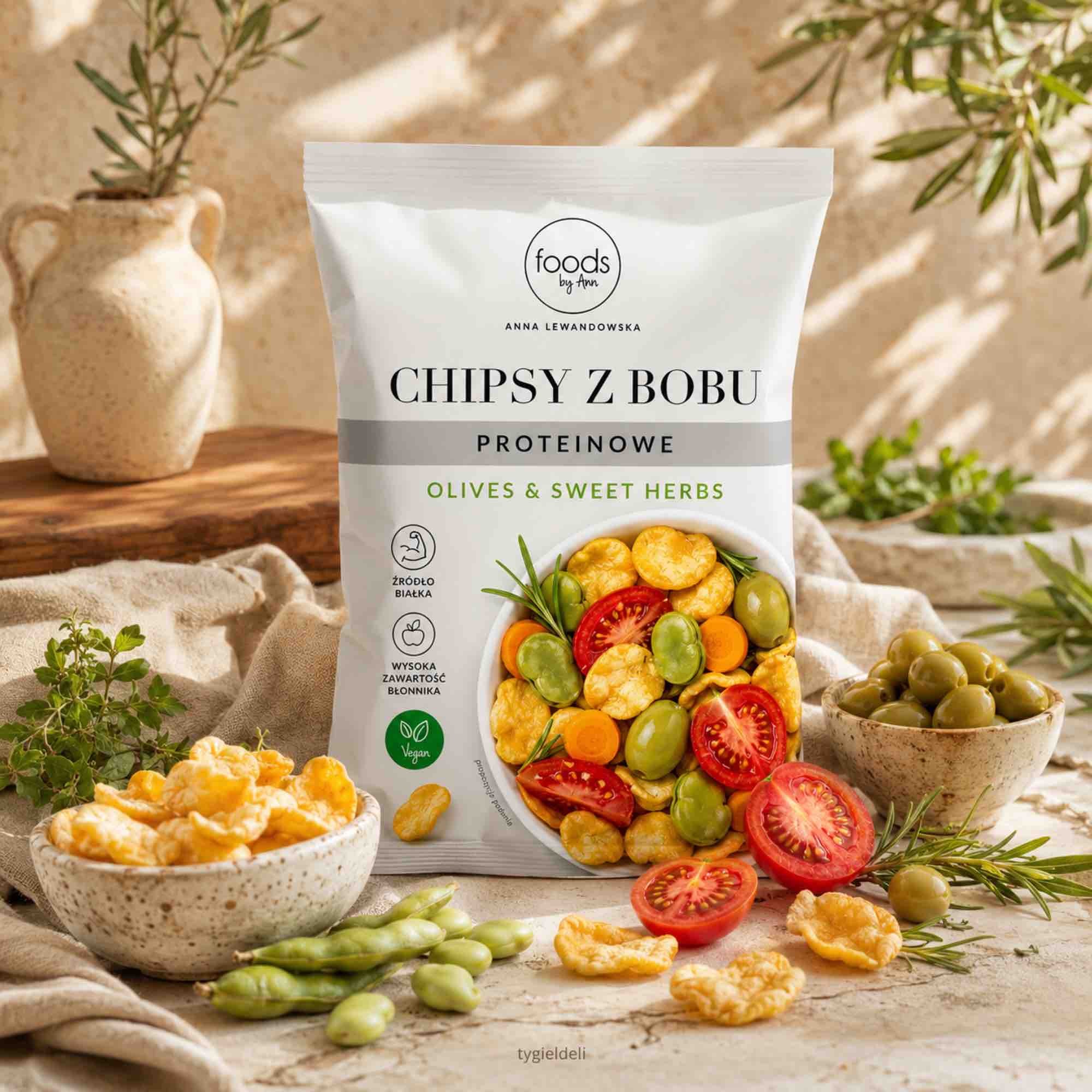 Chipsy z bobu Olives & Sweet Herbs | 60 g | Foods by Ann