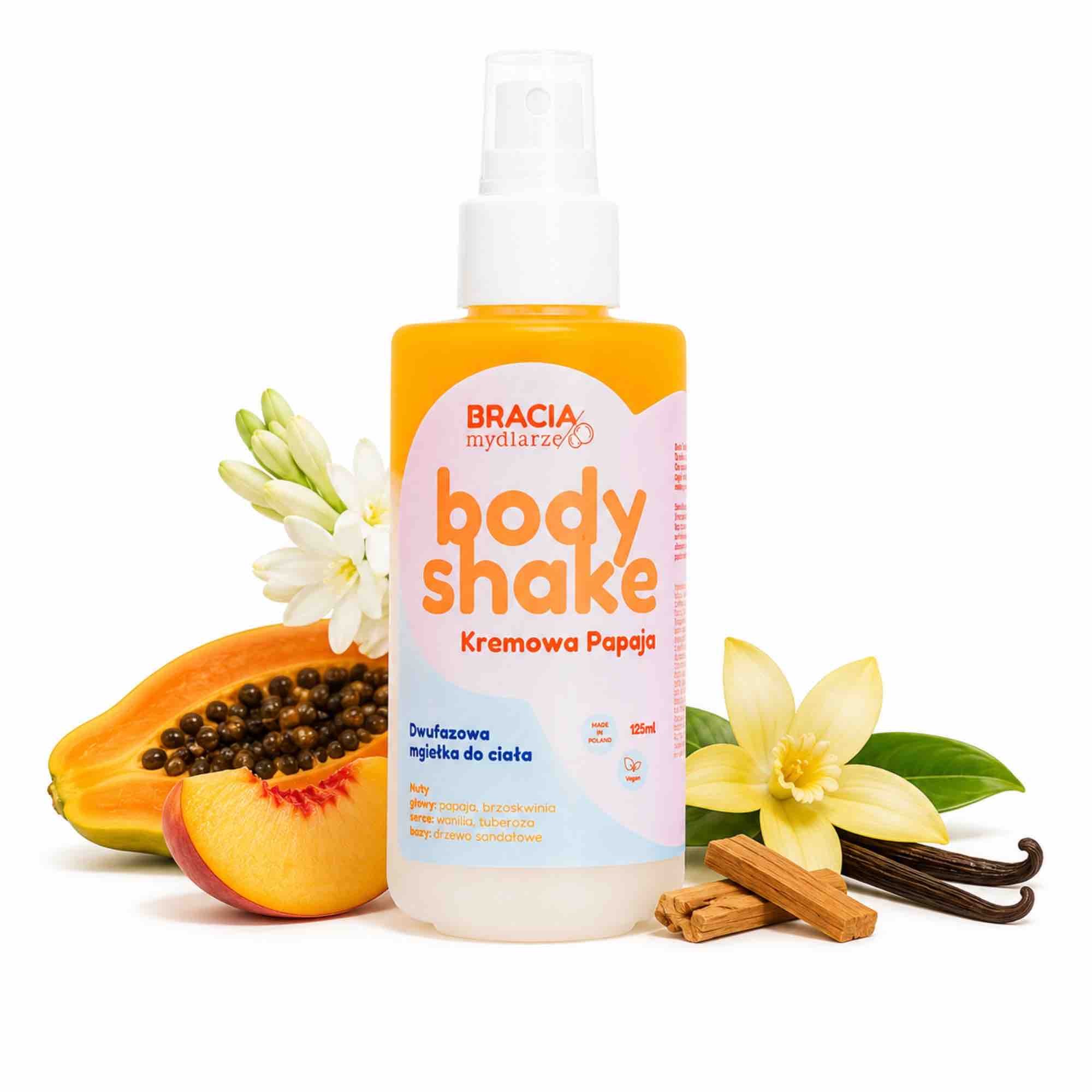 Kremowa papaja Body Shake — mgiełka do ciała | 125 ml | Bracia Mydlarze