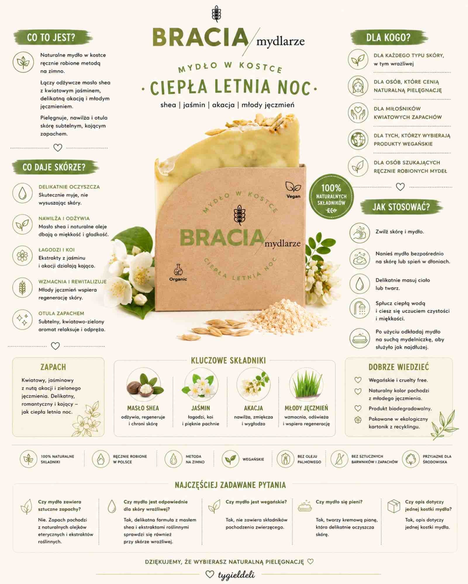Ciepła letnia noc — mydło jaśminowe | 120 g | Bracia Mydlarze