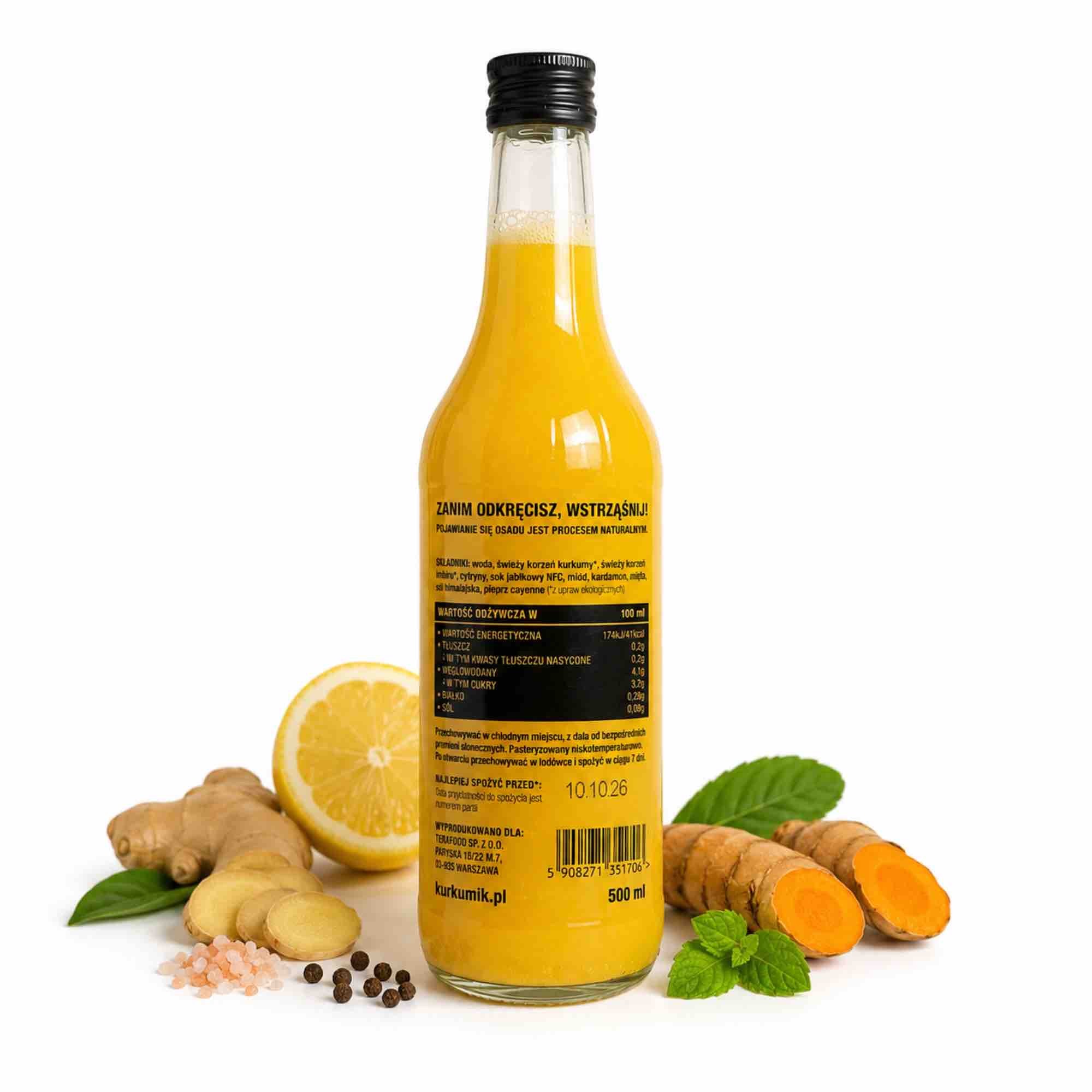 Kurkumik — napój z kurkumą i imbirem | 0,5 l | Terafood