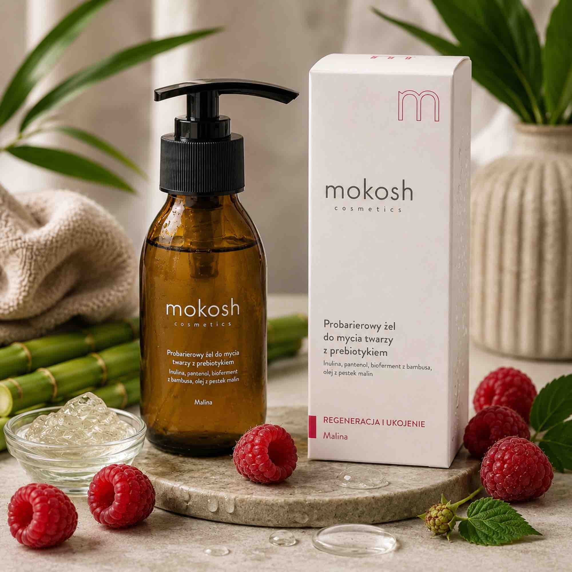 Probarierowy żel do mycia twarzy z prebiotykiem Malina Mokosh 90 ml