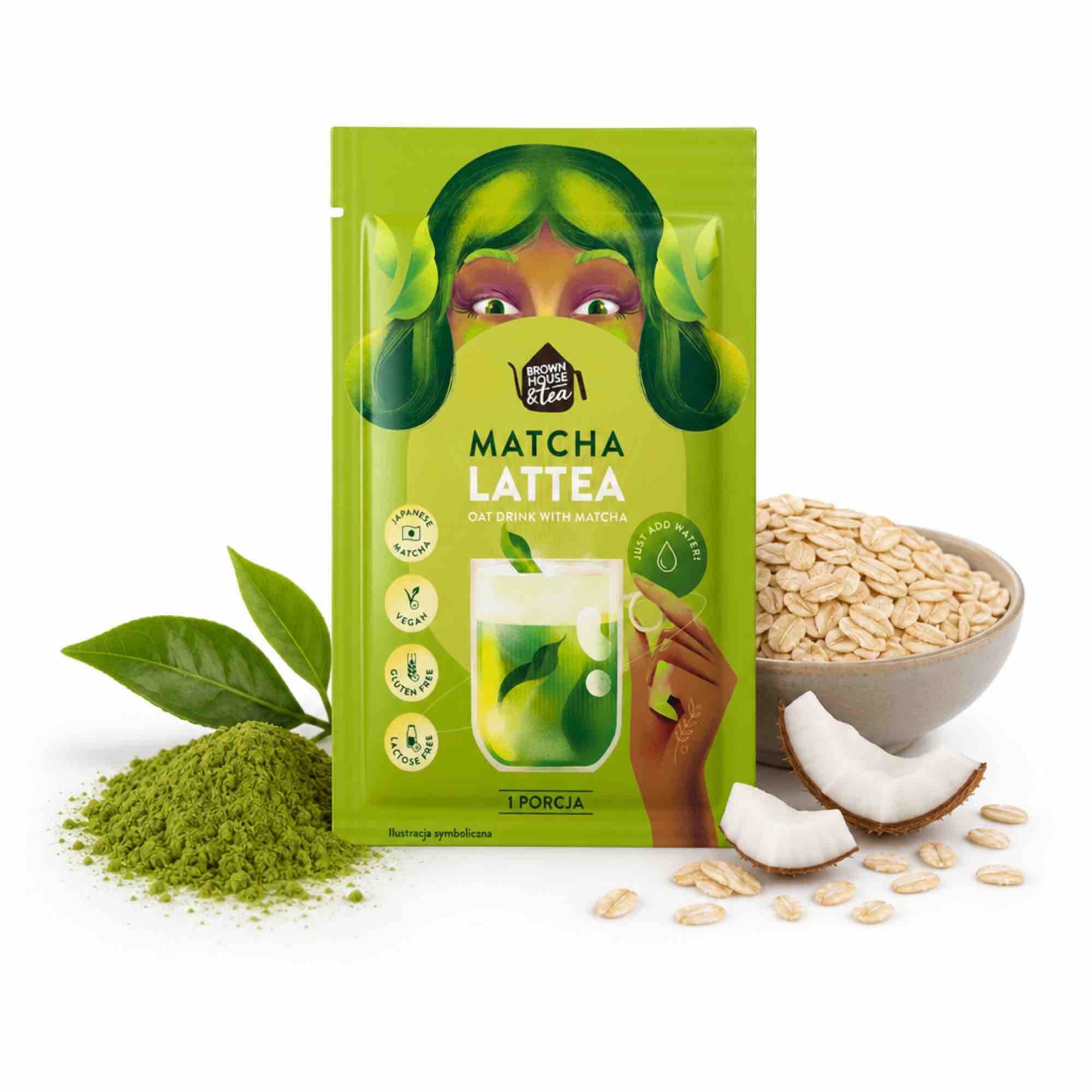 Matcha Lattea — owsiane matcha latte instant | Saszetka 24 g (1 porcja) | Brown House & Tea