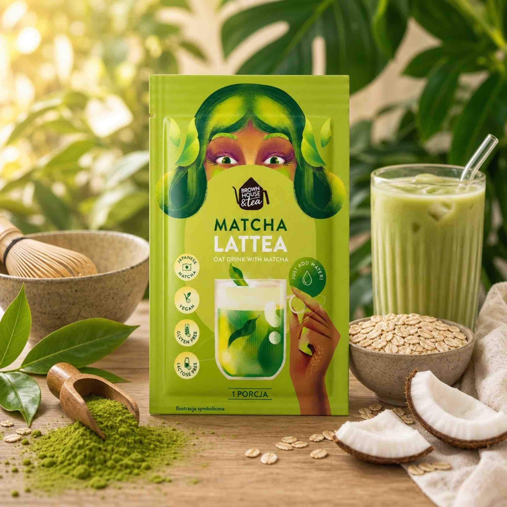 Matcha Lattea Brown House & Tea, saszetka 24 g, 1 porcja