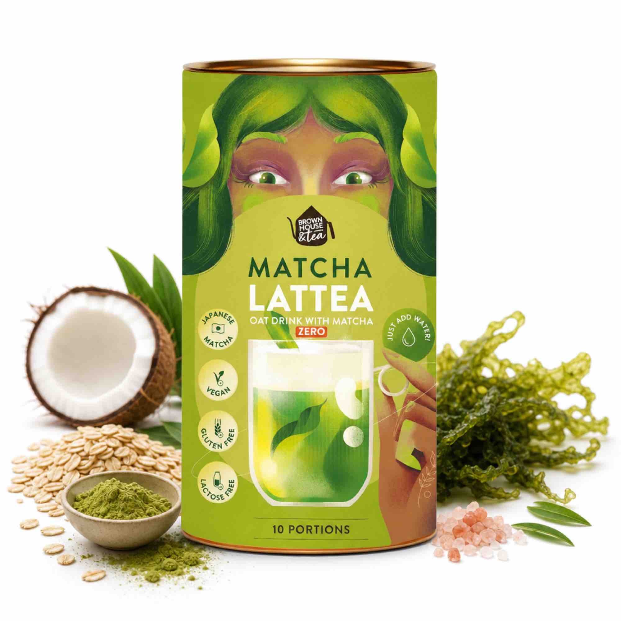 Matcha Lattea ZERO — owsiane matcha latte instant bez cukru | 240 g (10 porcji) | Brown House & Tea
