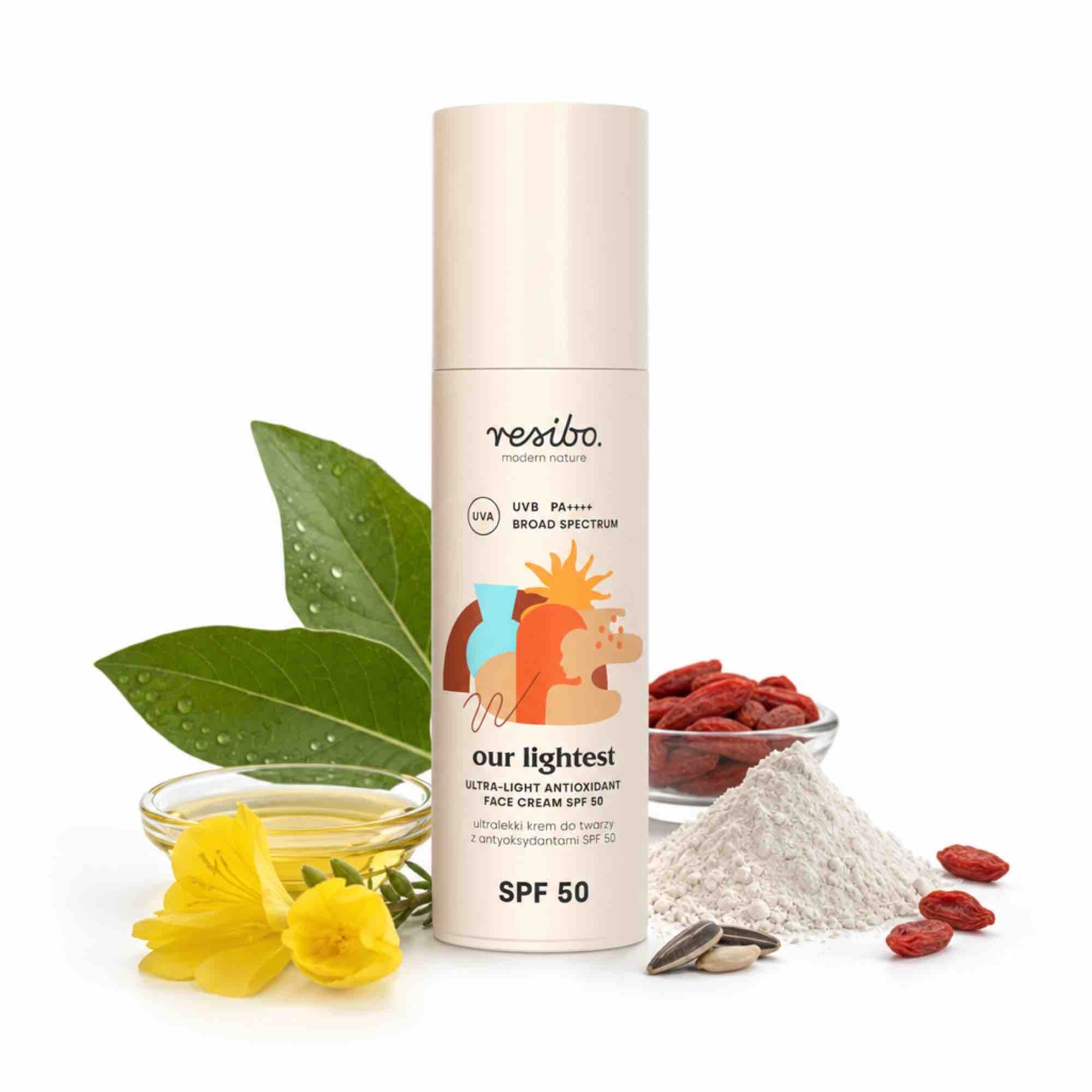 Our Lightest — ultralekki krem do twarzy z antyoksydantami SPF 50 | 50 ml | Resibo