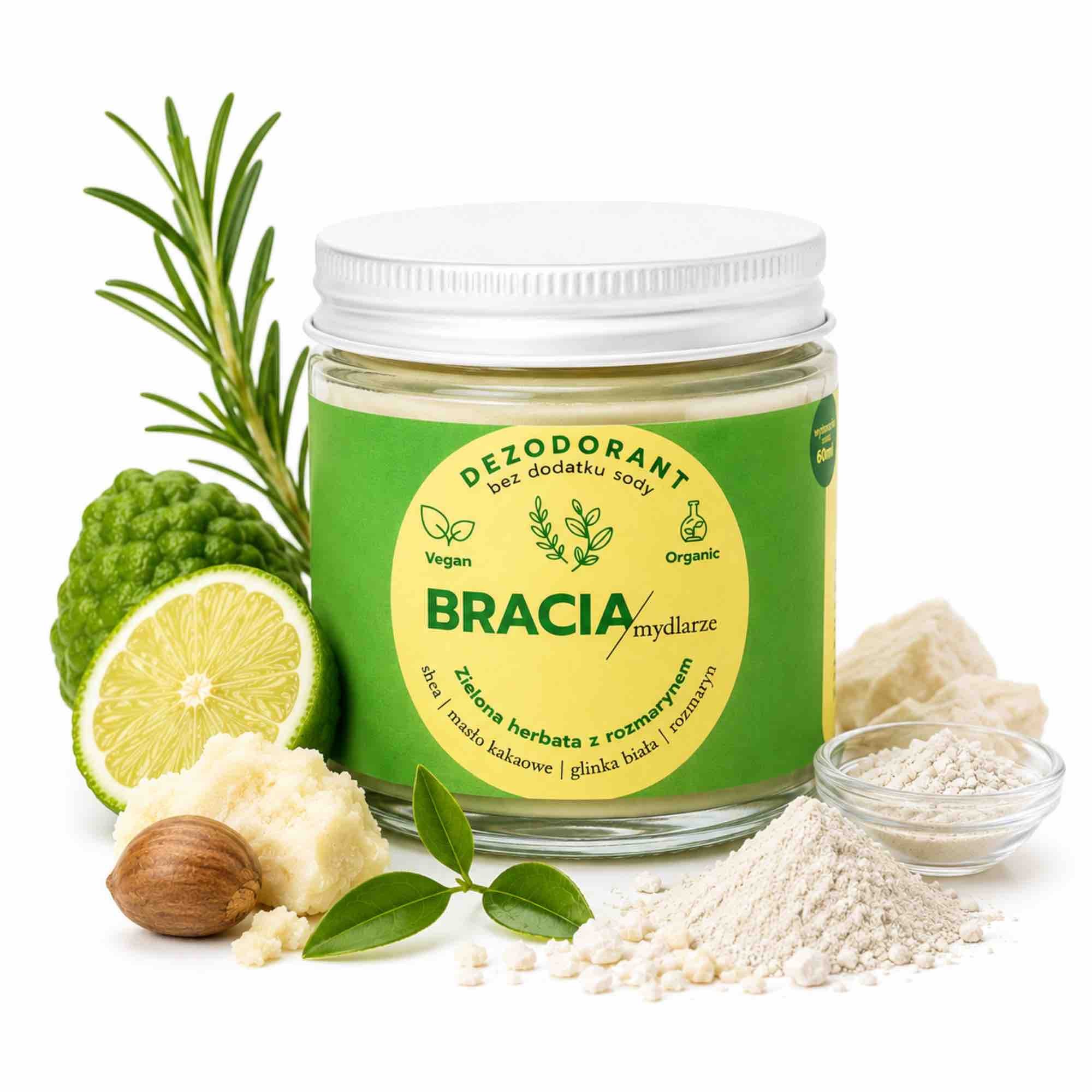 Zielona herbata z rozmarynem — dezodorant w kremie | 60 ml | Bracia Mydlarze