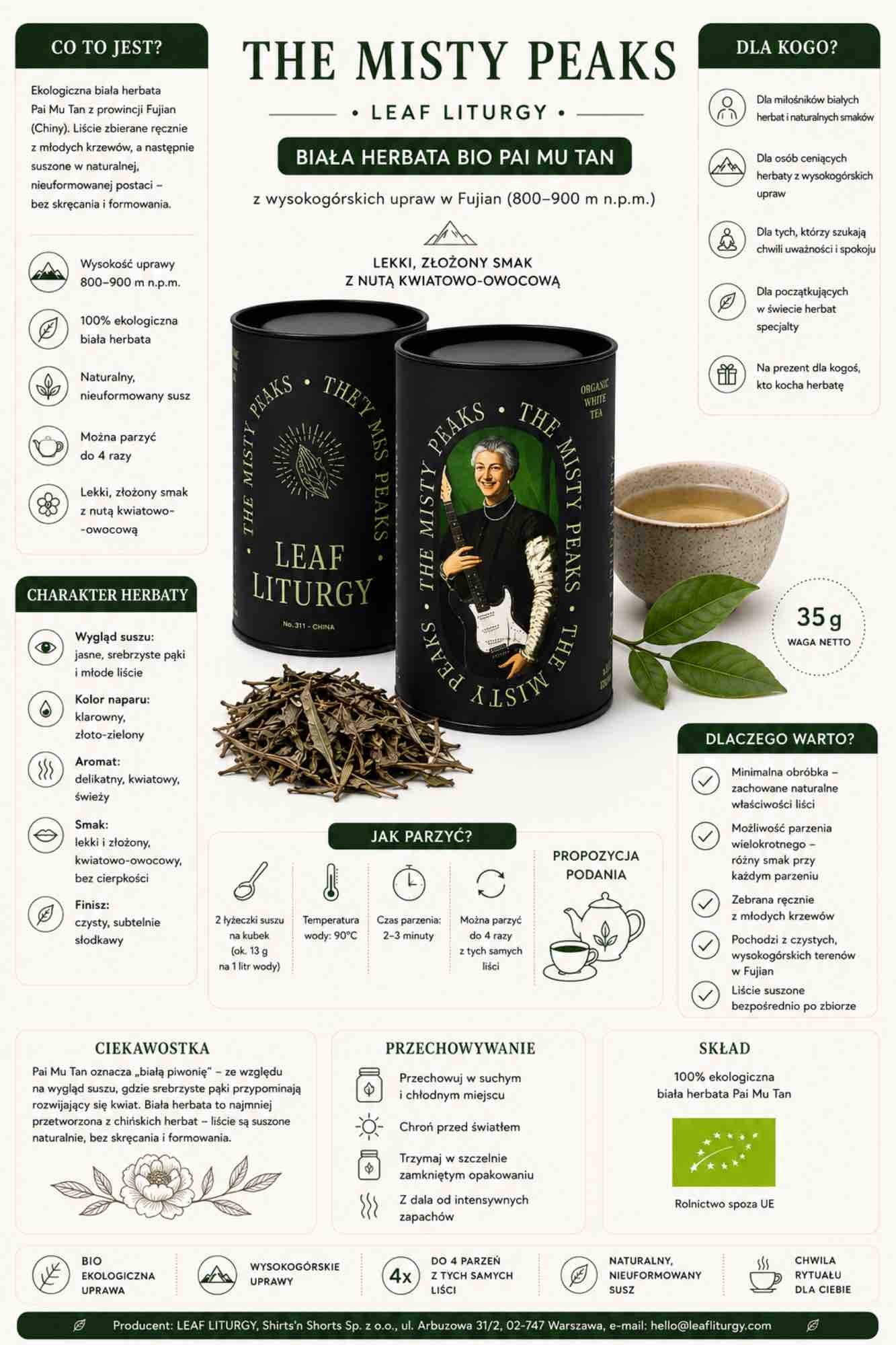 The Misty Peaks — biała herbata bio Pai Mu Tan | 35 g | Leaf Liturgy