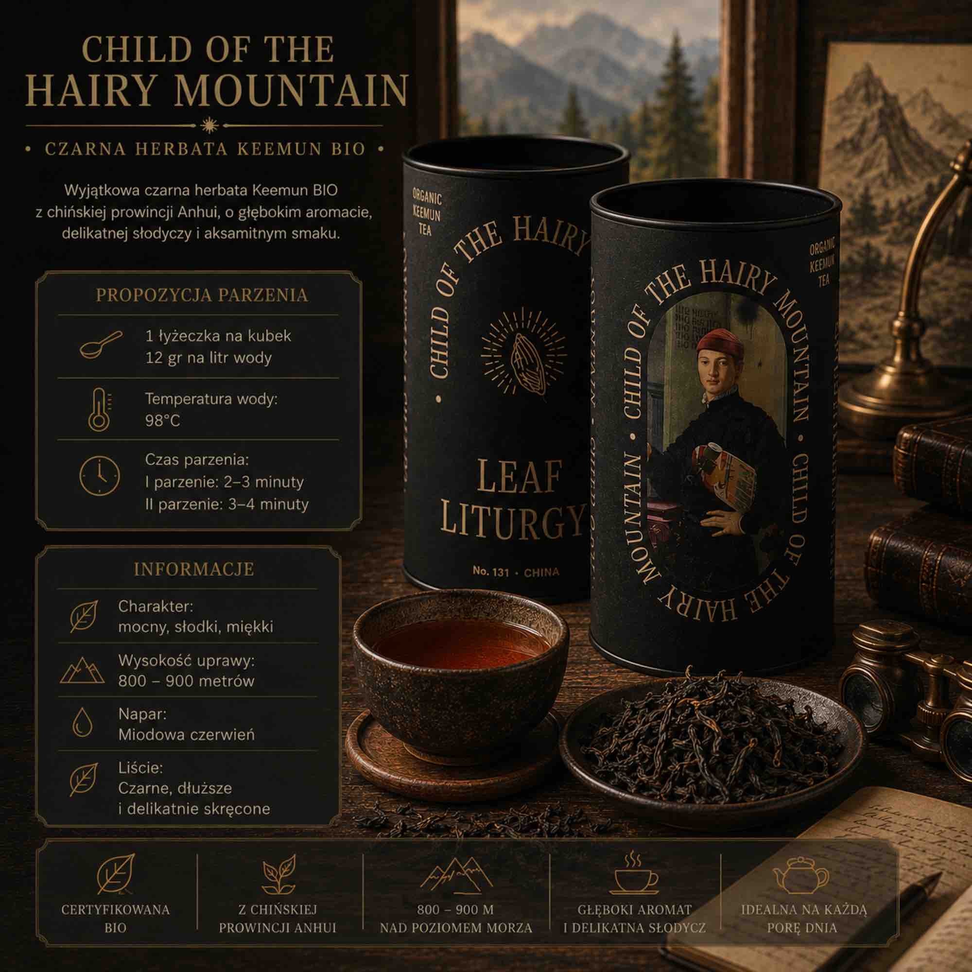 Child Of The Hairy Mountain – czarna herbata Keemun Bio | 60 g | Leaf Liturgy