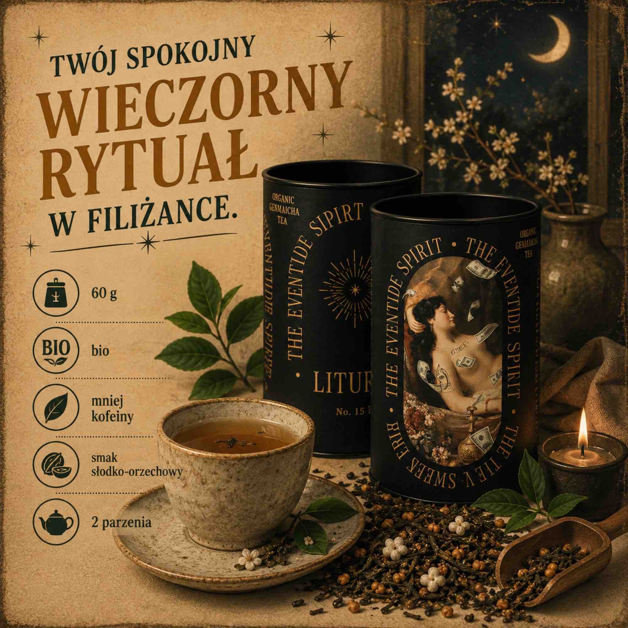 The Eventide Spirit – zielona herbata Genmaicha | 60 g | Leaf Liturgy